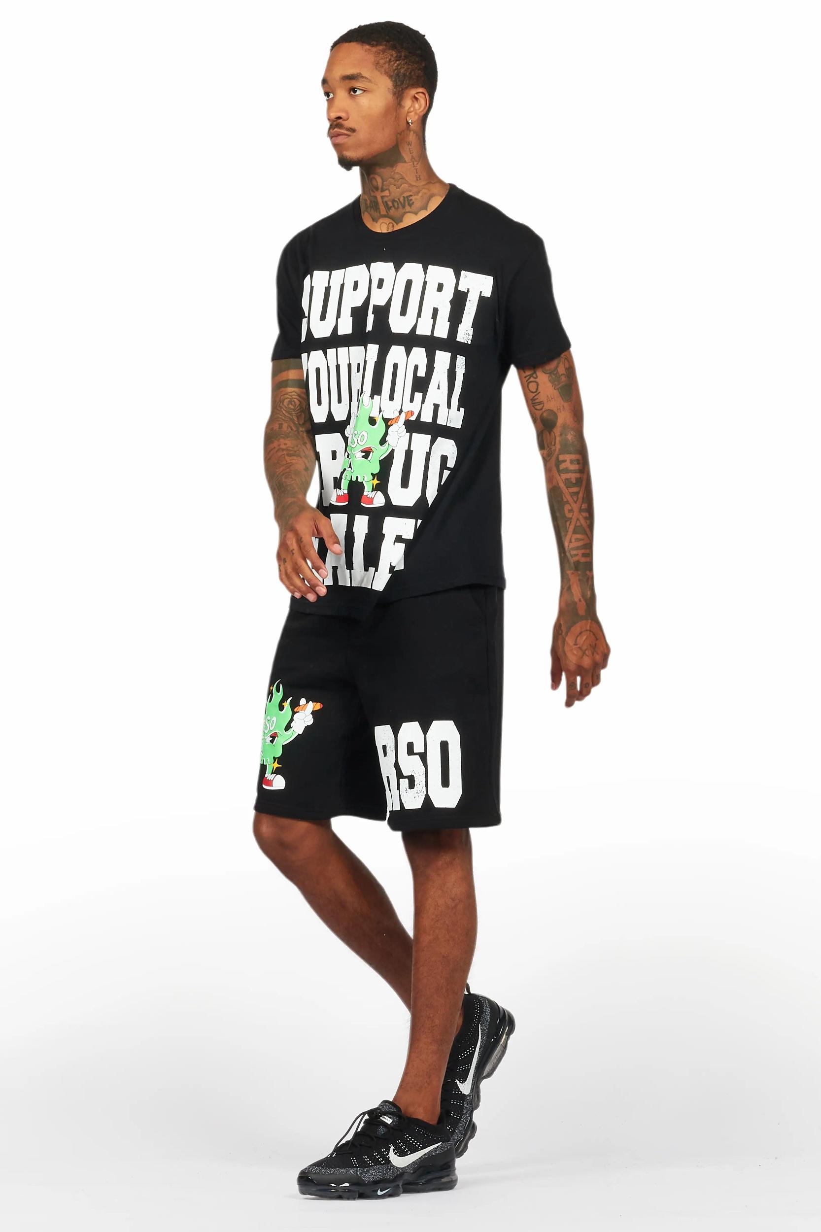 Tarl Black Graphic T-Shirt Short Set Male Product Image