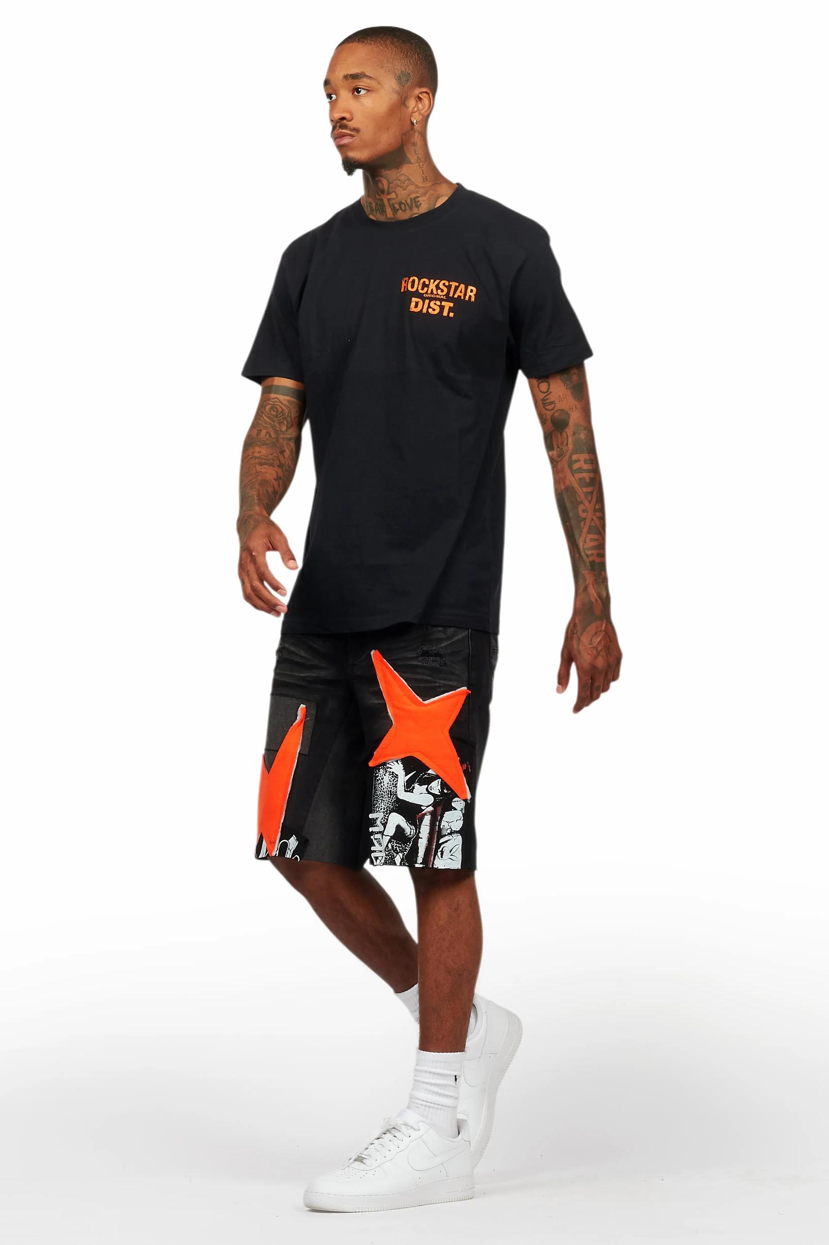 Akos Black T-Shirt/Denim Short Set Male Product Image