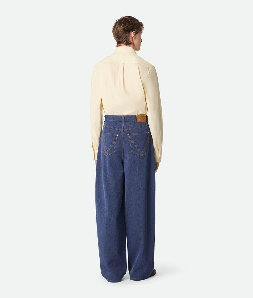 Men's Wool Cotton Wide Leg Trousers in Indigo Product Image