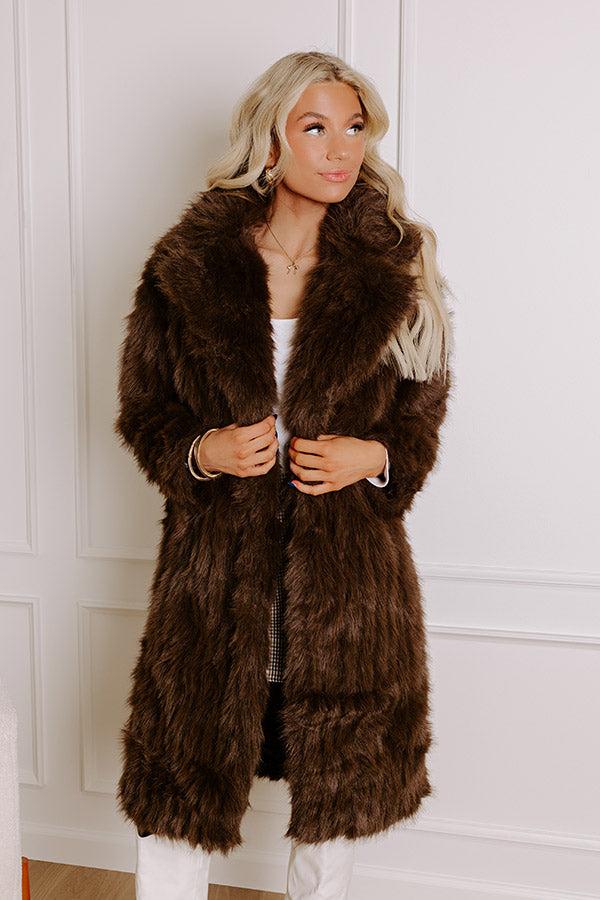 Gala Nights Faux Fur Coat In Chestnut Product Image