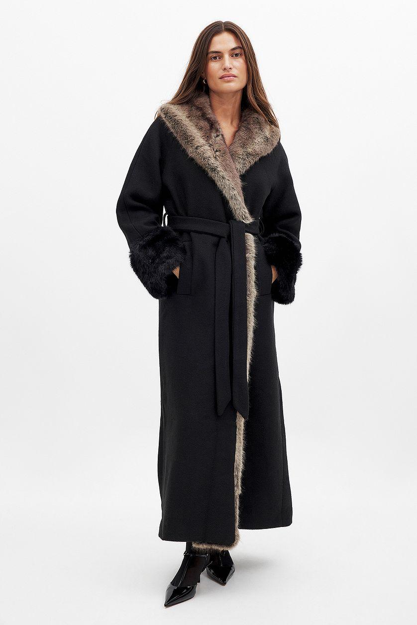 Faux Fur Long Coat Product Image