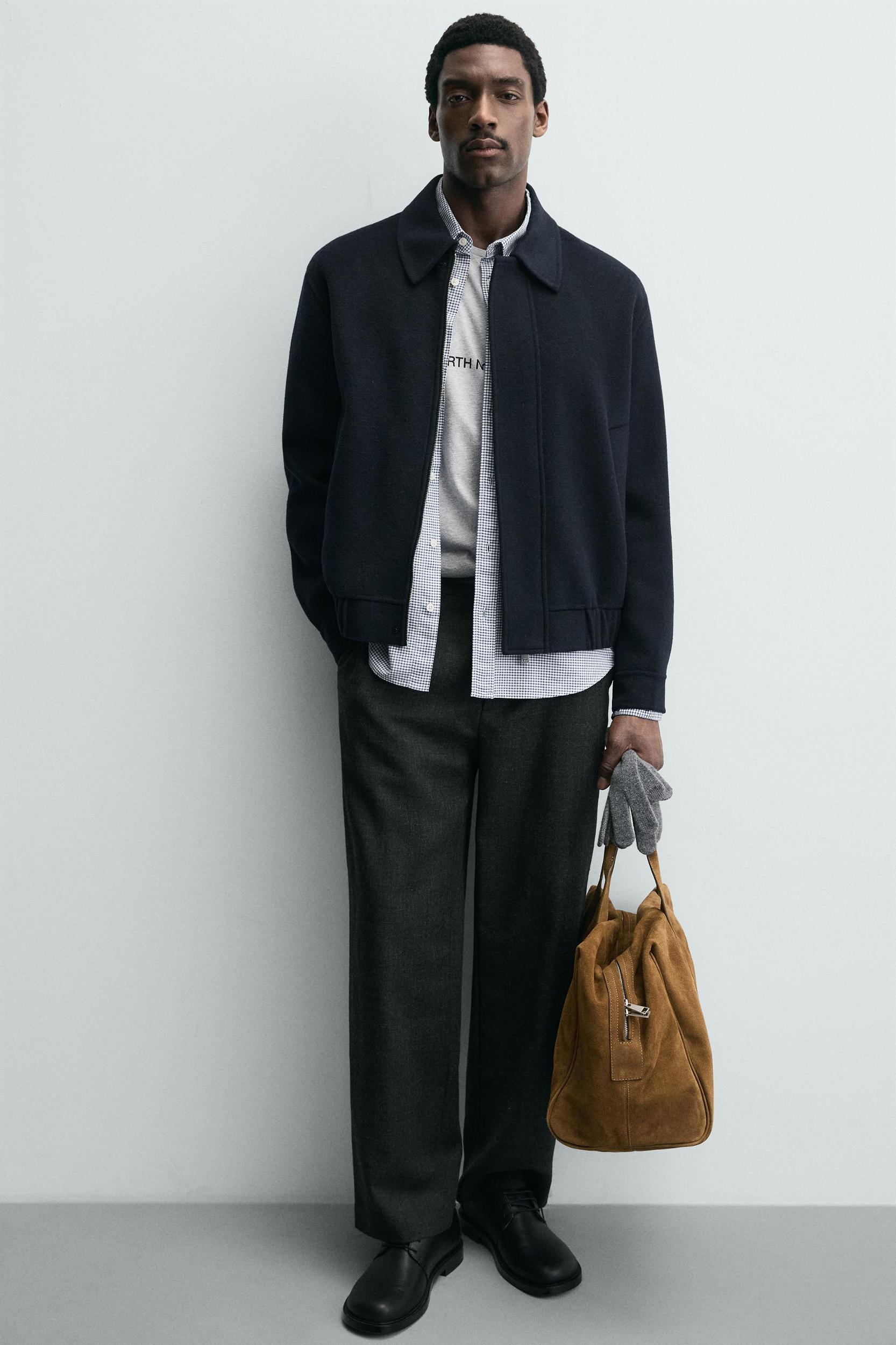 WOOL BLEND CROPPED FIT OVERSHIRT Product Image