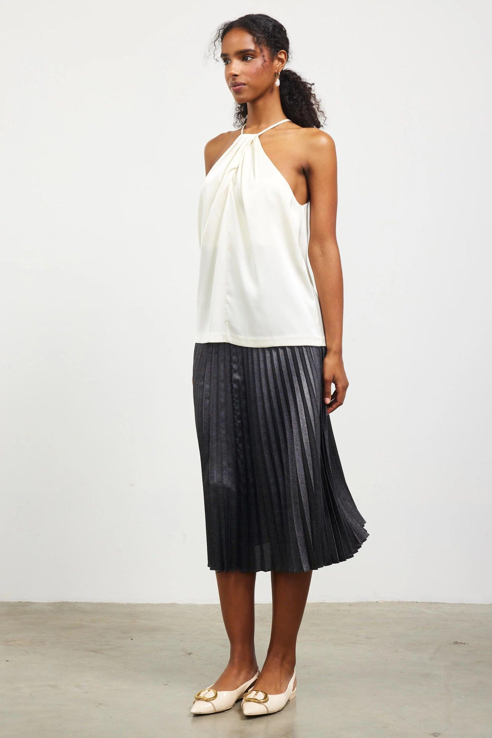 Pleated Front Halter Top Product Image