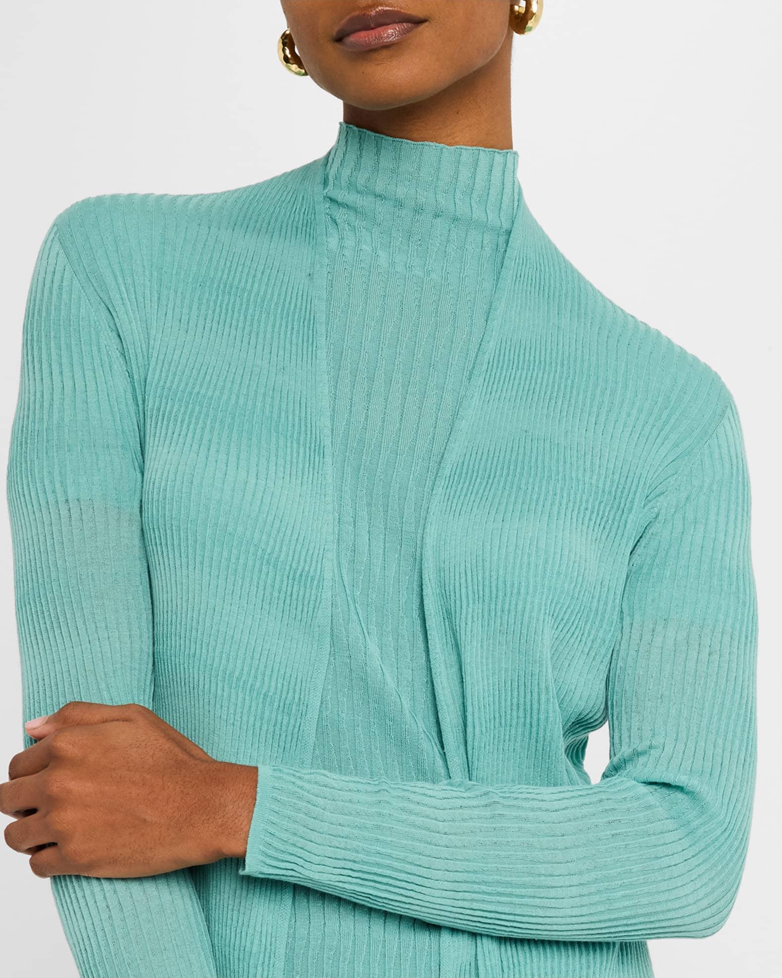 Ribbed Open-Front Duster Cardigan Product Image