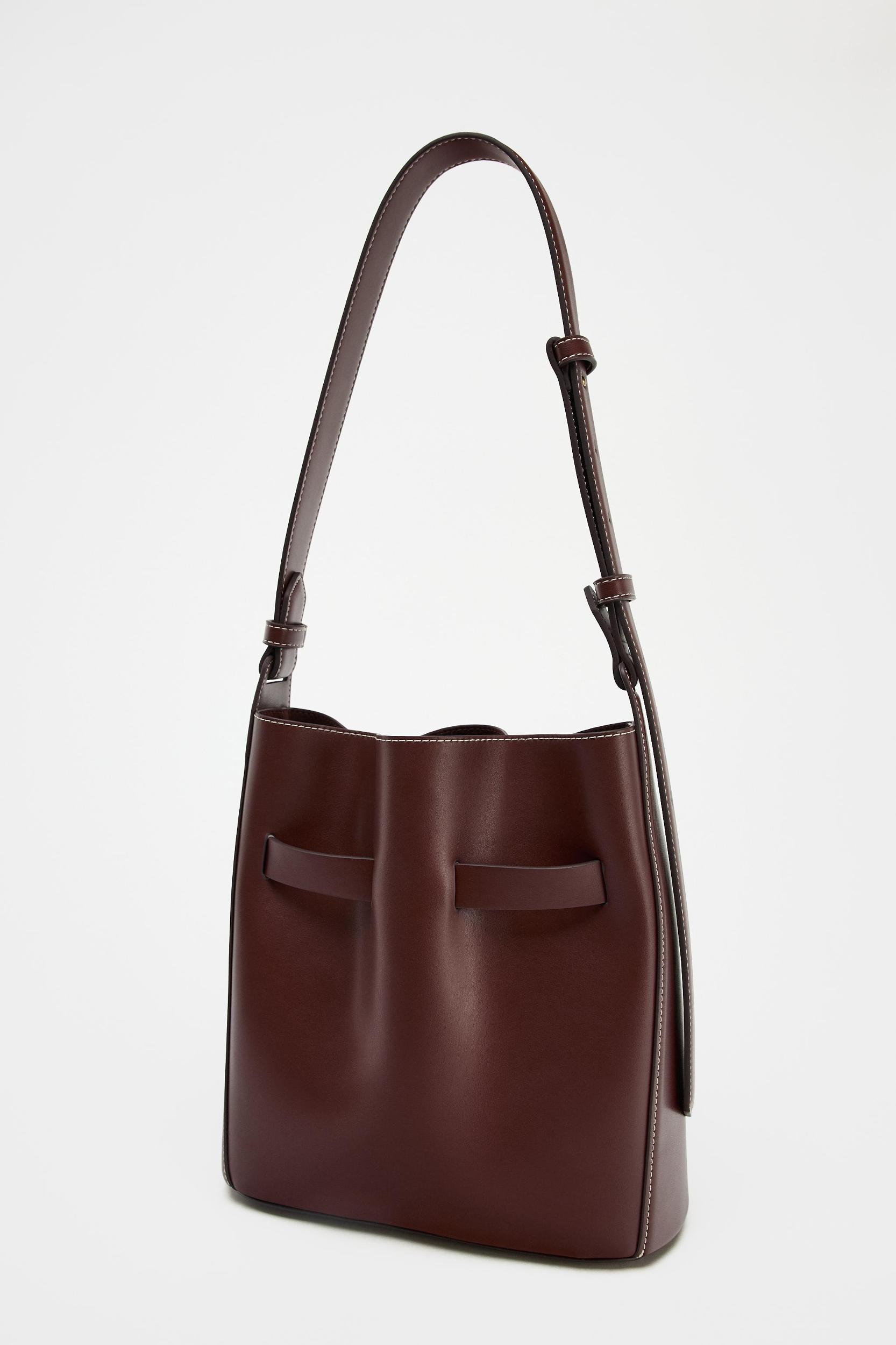 KNOTTED TOPSTITCHED BUCKET BAG Product Image