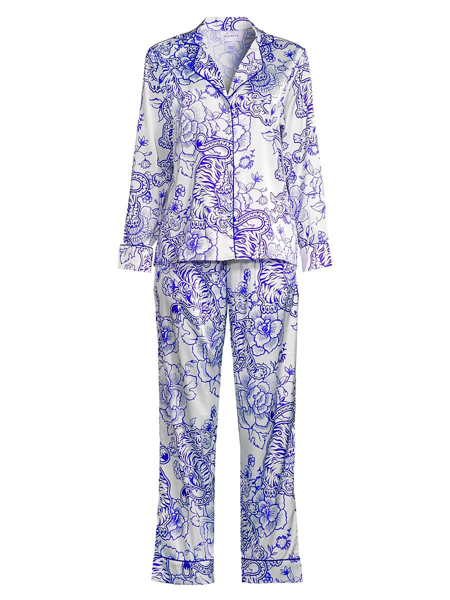 Womens Floral Two-Piece Long Pajama Set Product Image