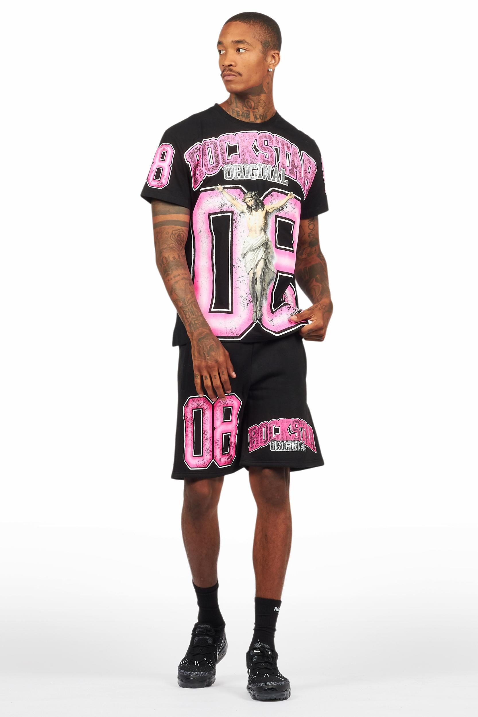 Fields Black/Pink T-Shirt Short Set Male Product Image