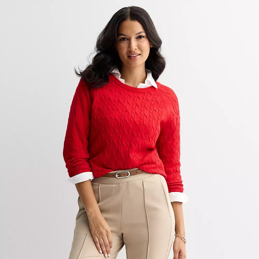 Women's Croft & Barrow® The Extra Soft Cable Crew Neck Sweater,  Product Image