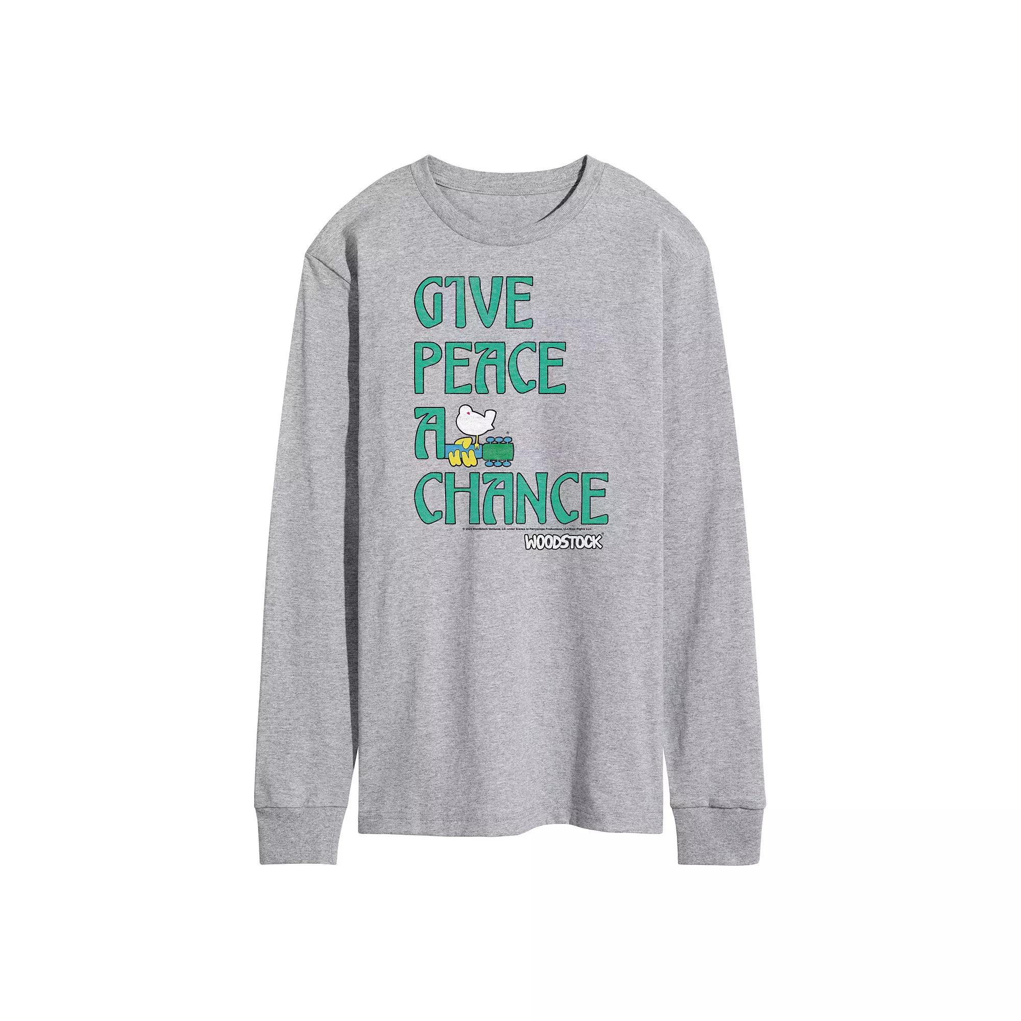 Men's Woodstock Give Peace A Chance Long Sleeve Graphic Tee,  Product Image