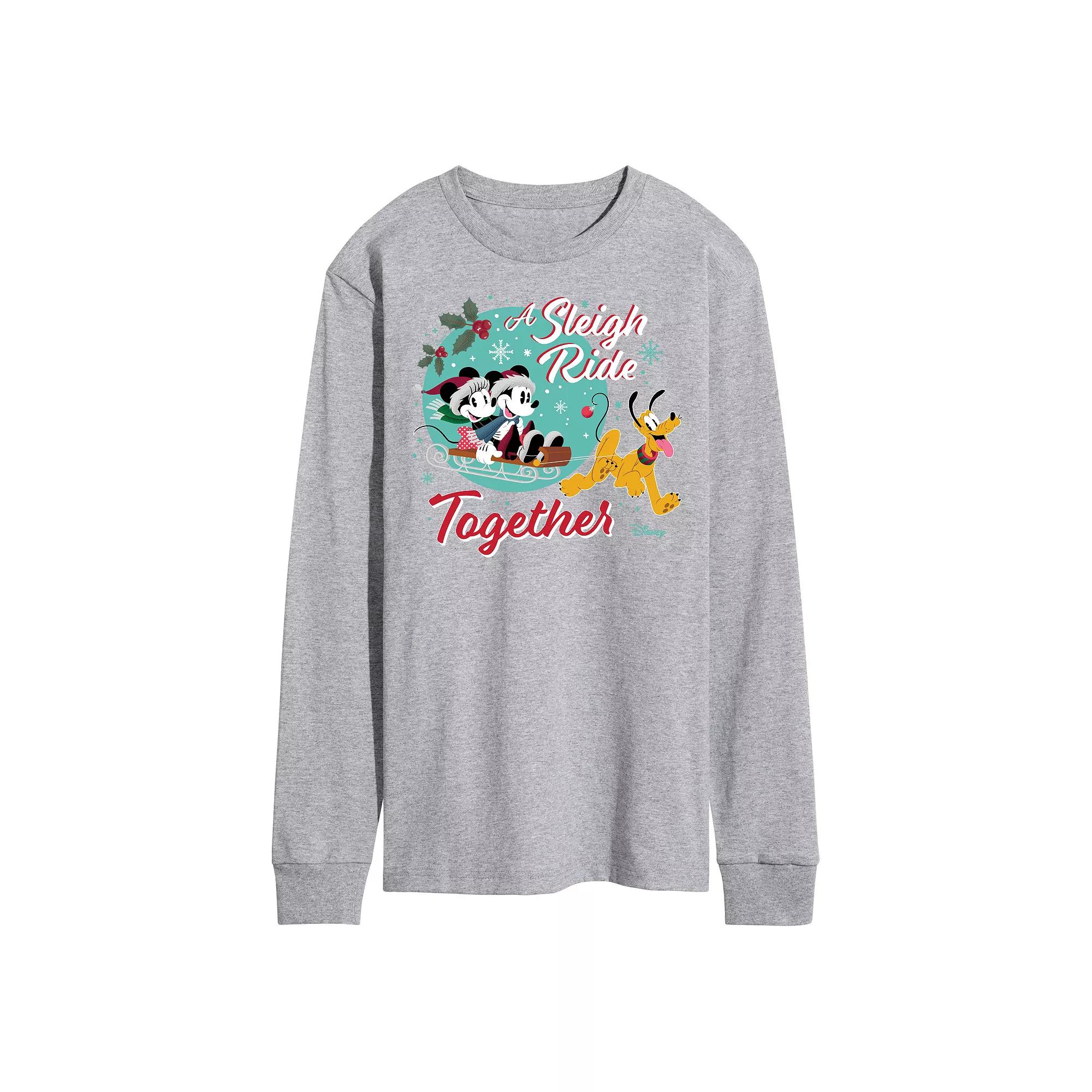 Disney's Mickey & Minnie Mouse Men's Sleigh Ride Together Long Sleeved Graphic Tee,  Product Image
