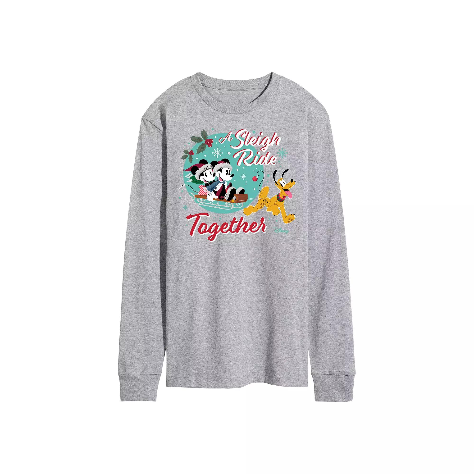 Disney's Mickey & Minnie Mouse Men's Sleigh Ride Together Long Sleeved Graphic Tee,  Product Image