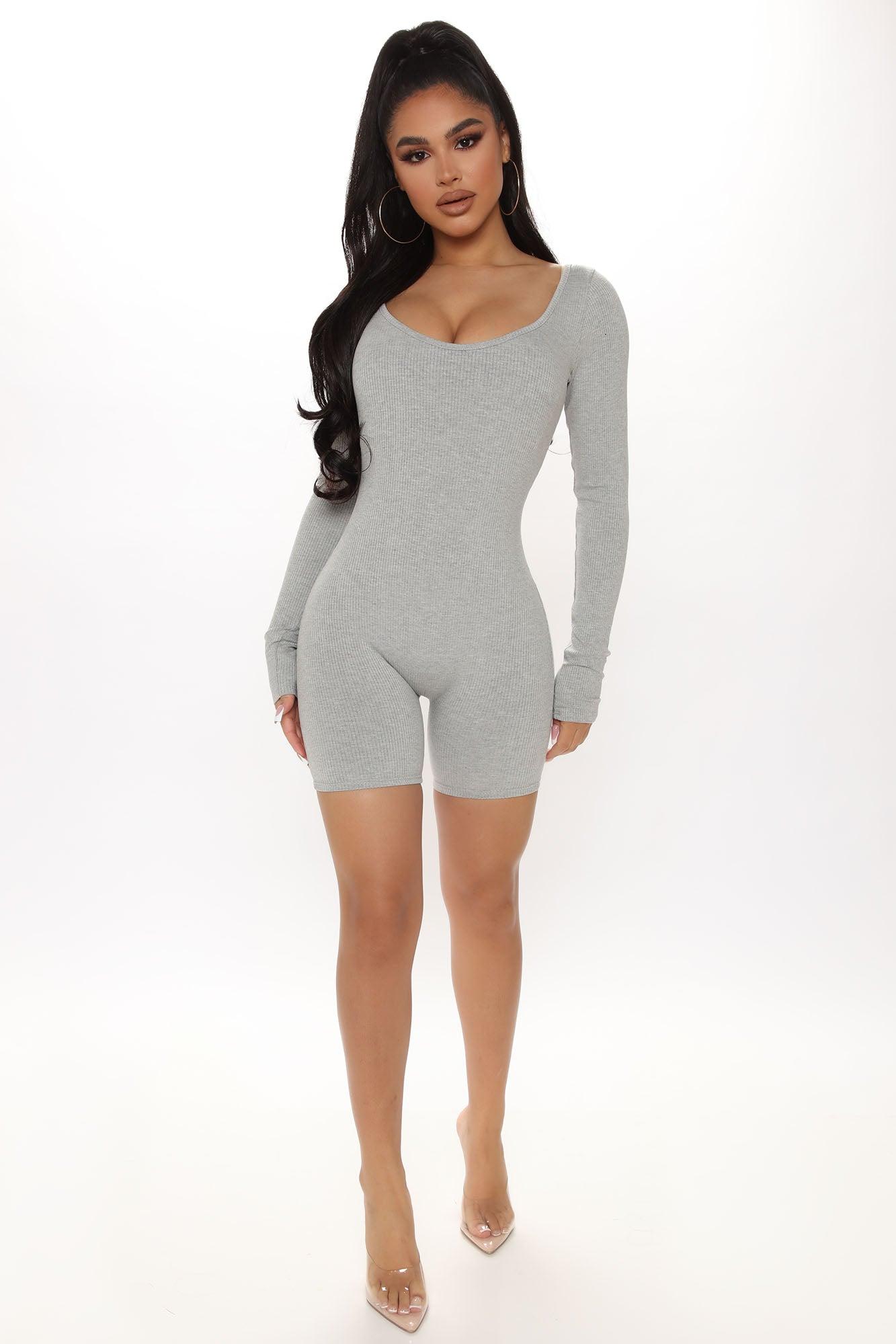 Daisy Snatched Romper - Heather Grey Product Image