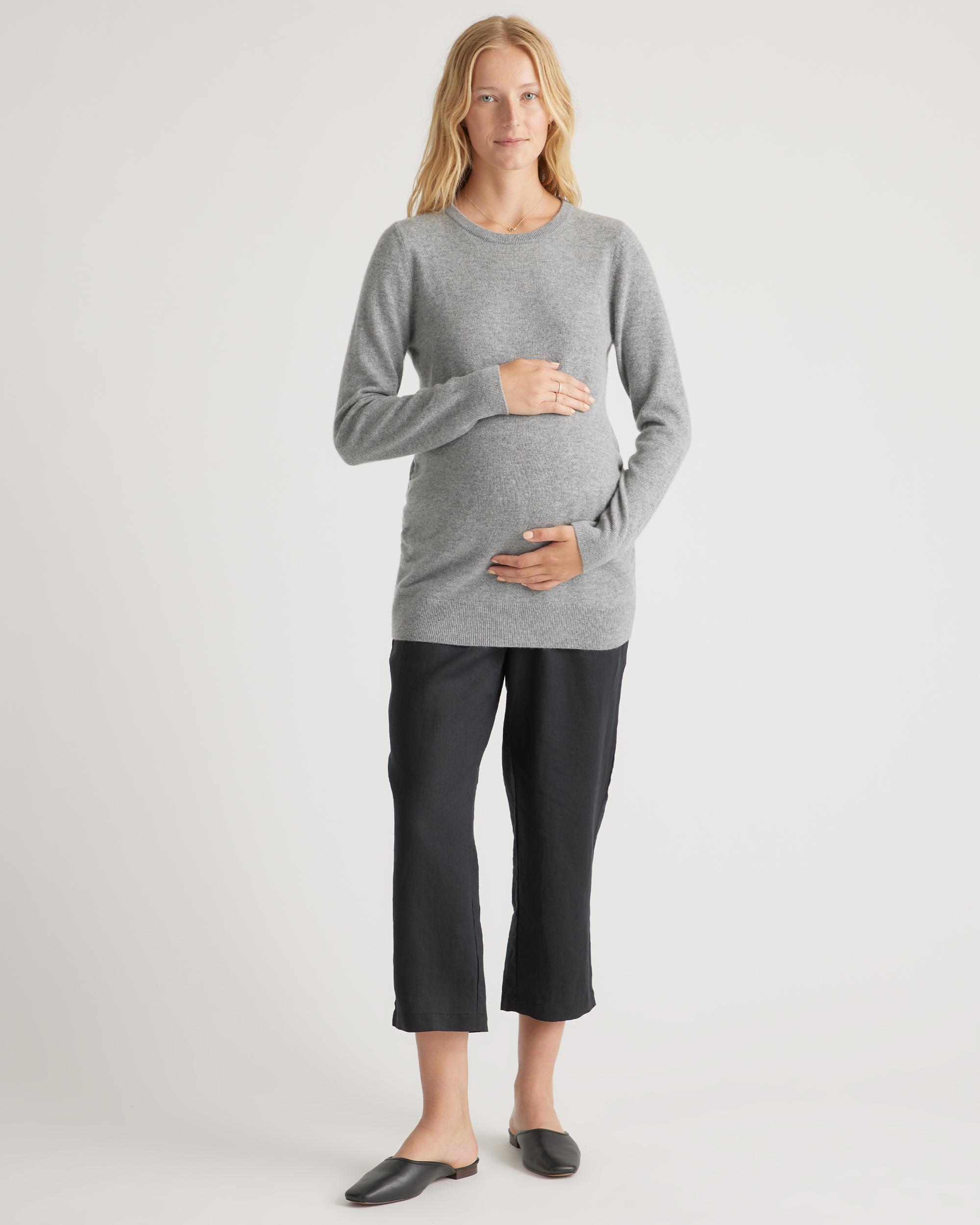 Quince | Women's Mongolian Cashmere Maternity Crewneck Sweater Product Image