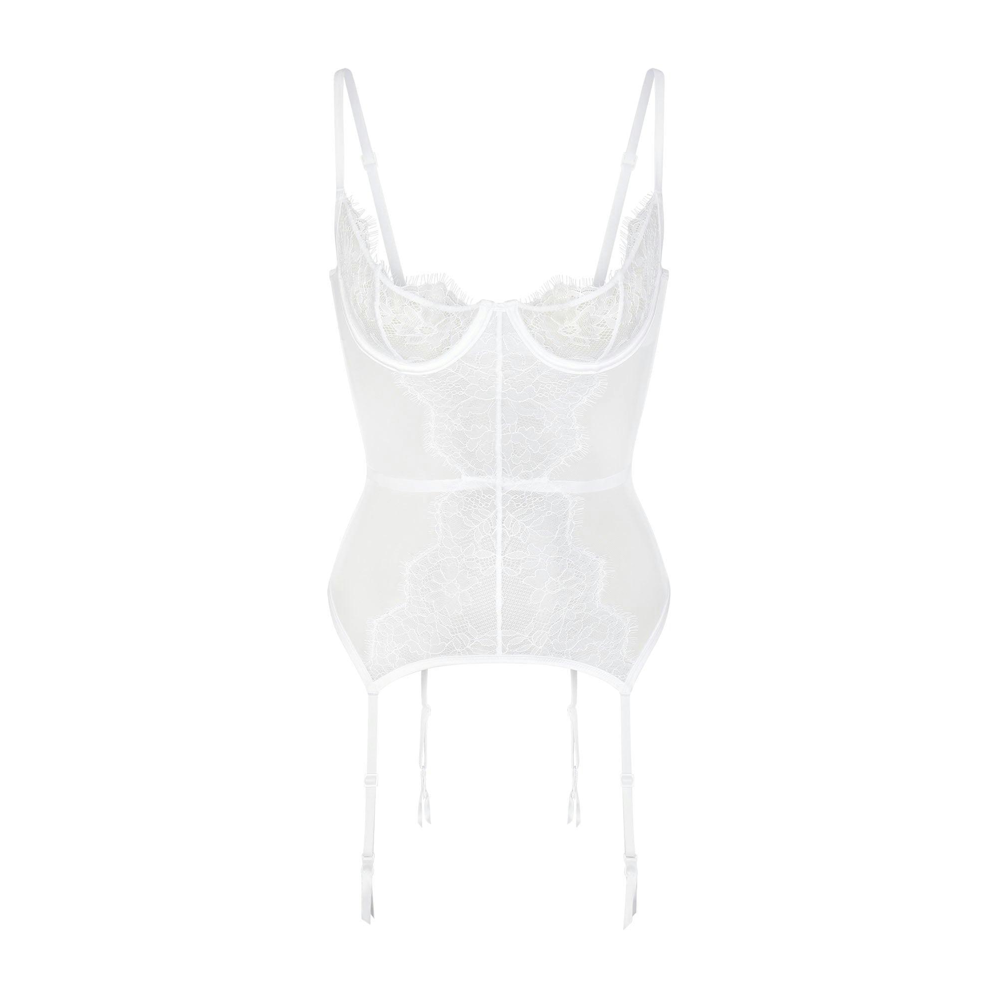 SKIMS LACE SCOOP UNLINED CORSET | SNOW Product Image