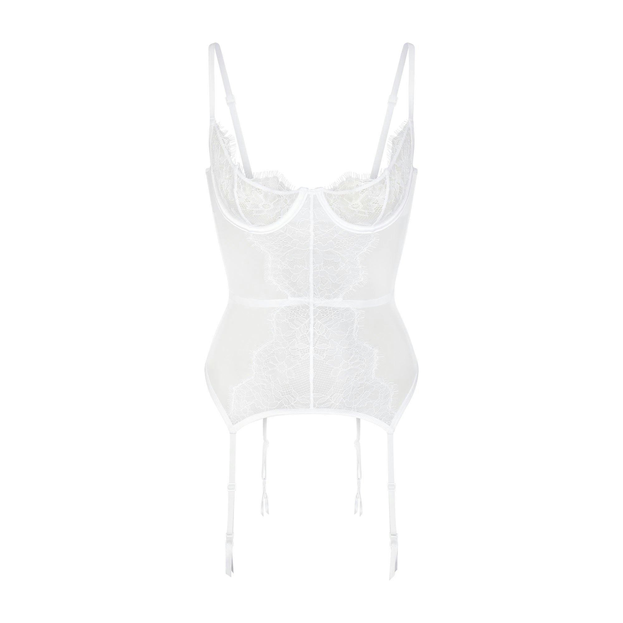 SKIMS LACE SCOOP UNLINED CORSET | SNOW Product Image