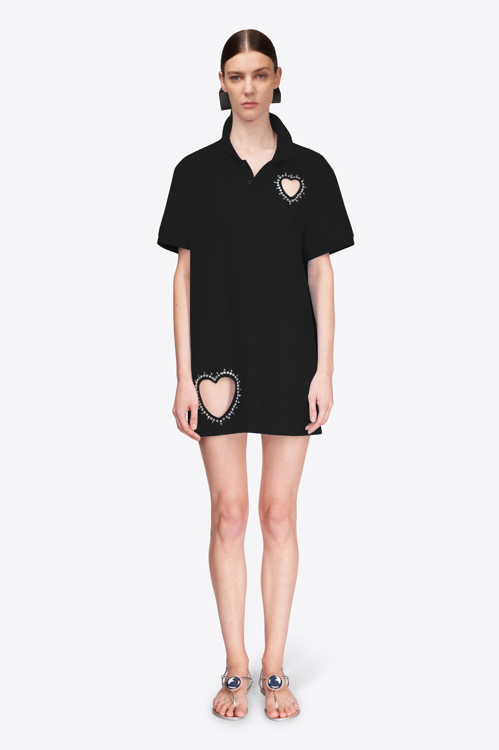 Crystal Heart Cutout Polo Dress Product Image