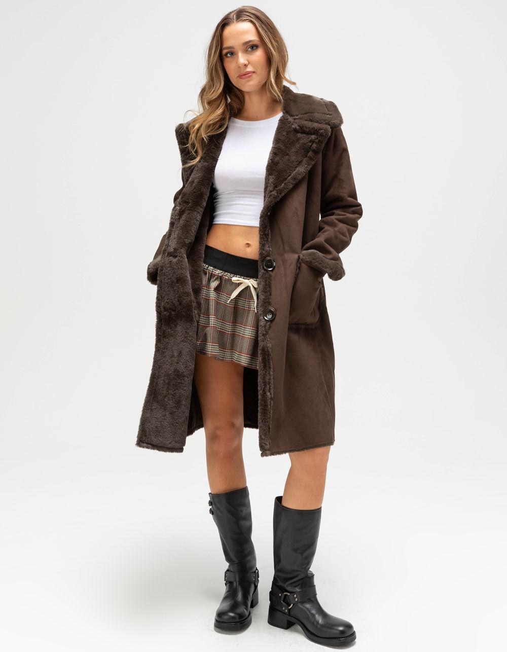 NVLT Shearling Womens Coat - CREAM Product Image