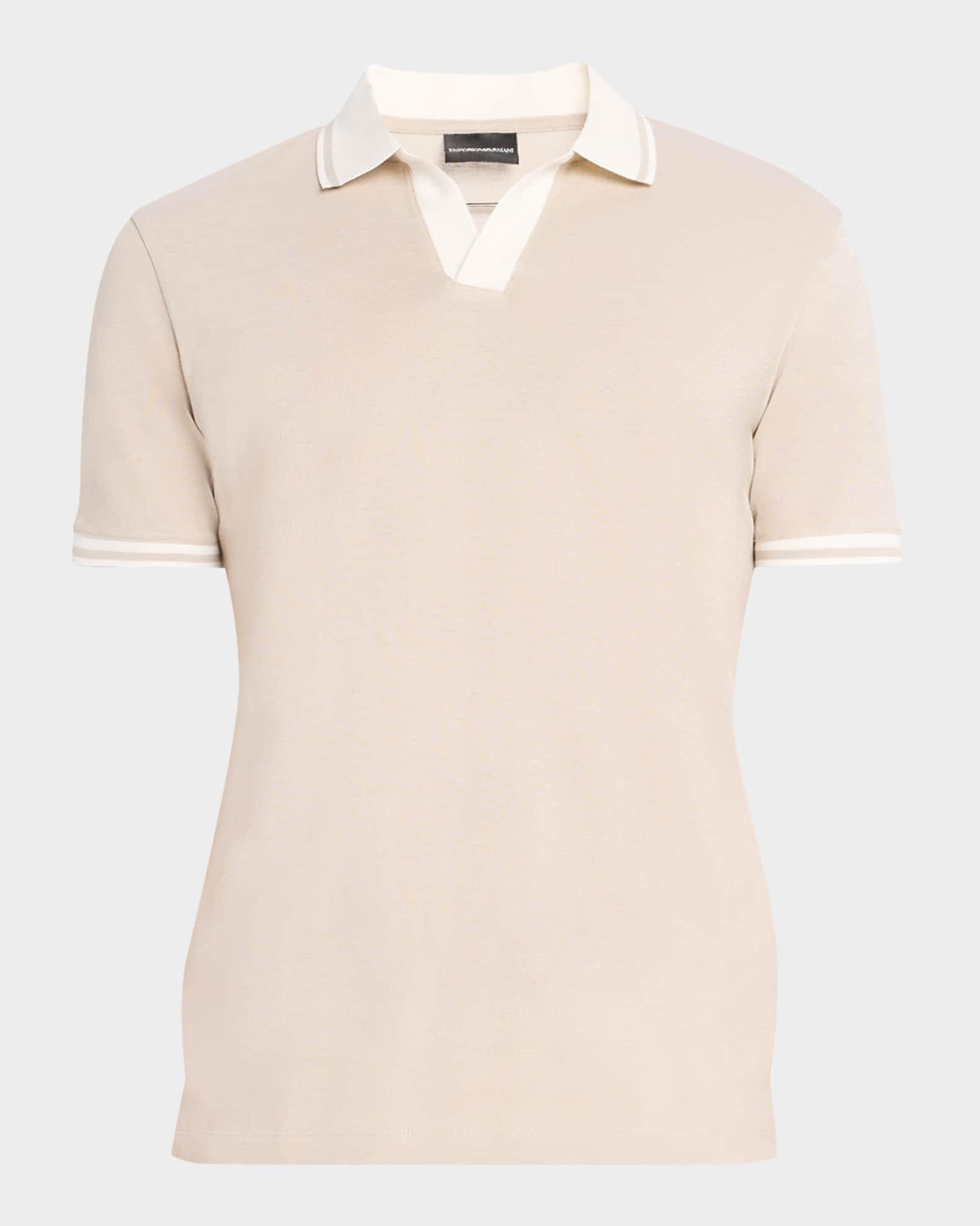 Men's Cotton Tipped Johnny Collar Polo Shirt Product Image