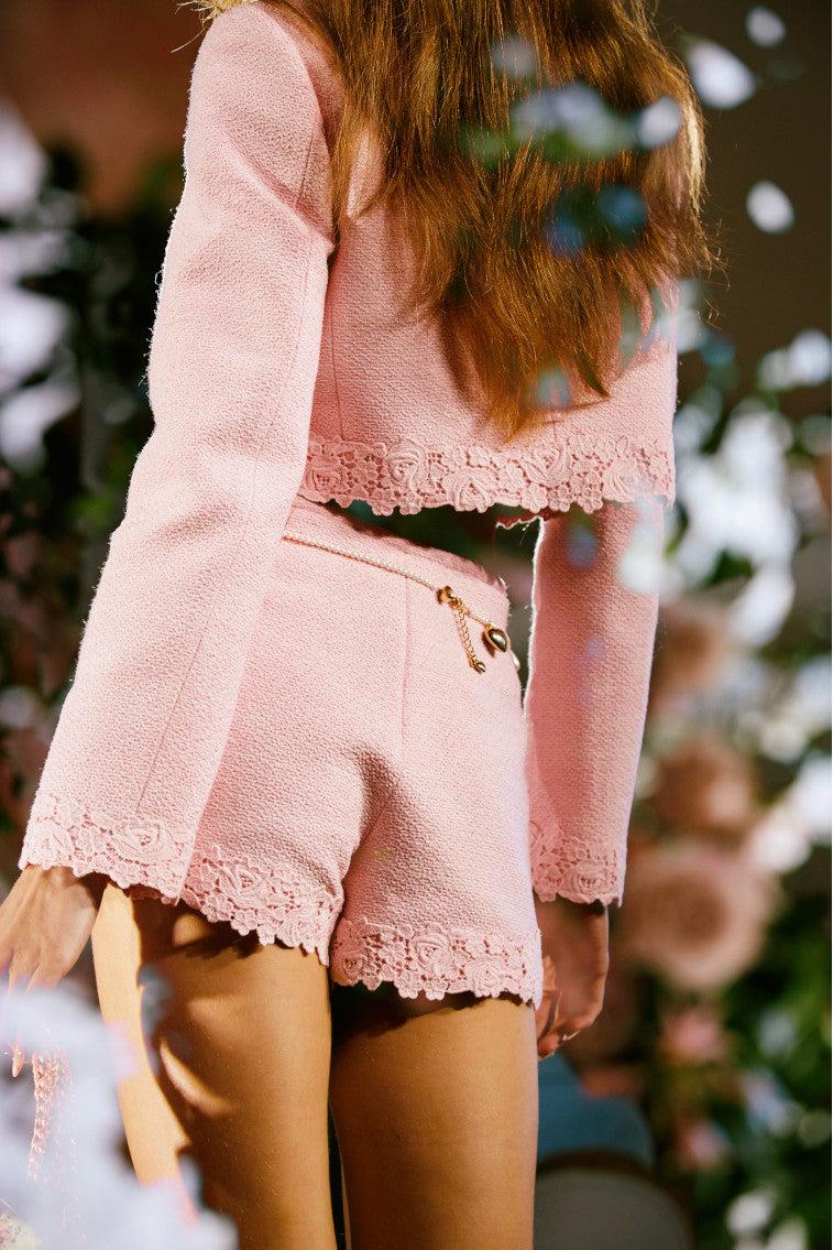 Coralyn Tweed Lace-Trimmed Shorts Product Image