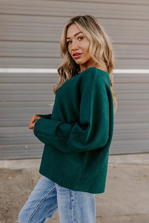 Cafe Social Knit Sweater Top in Hunter Green Product Image