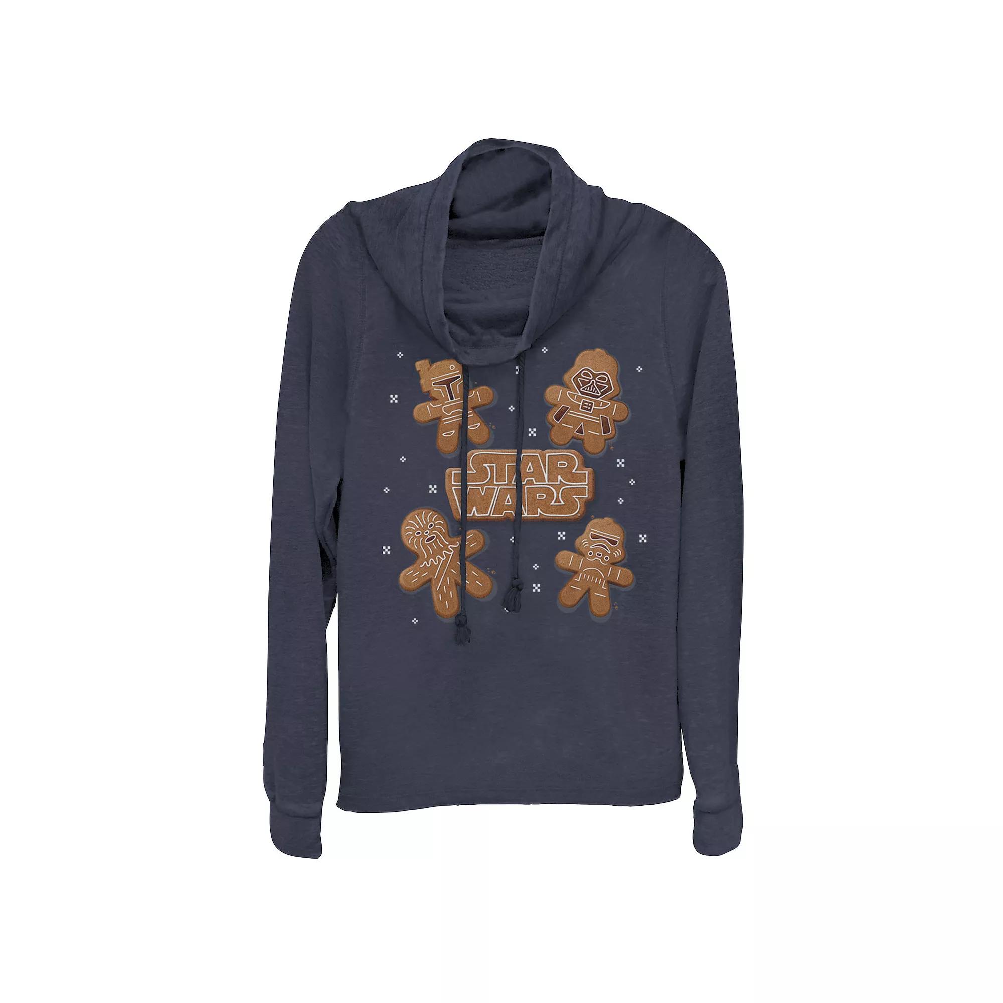Juniors' Star Wars Gingerbread Crew Cowlneck Graphic Lightweight Long Sleeve, Girl's,  Product Image