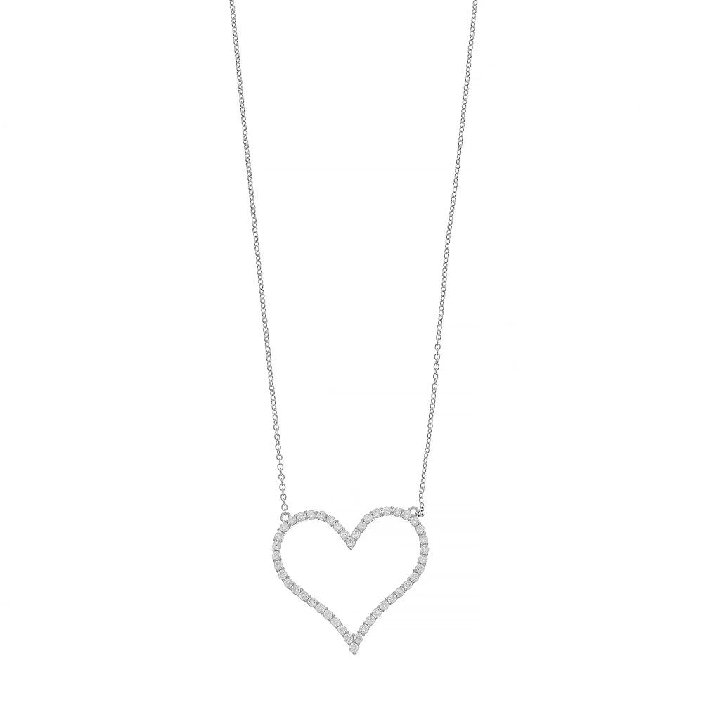 Cubic Zirconia Heart Pendant Necklace, Women's, Sterling Silver Product Image