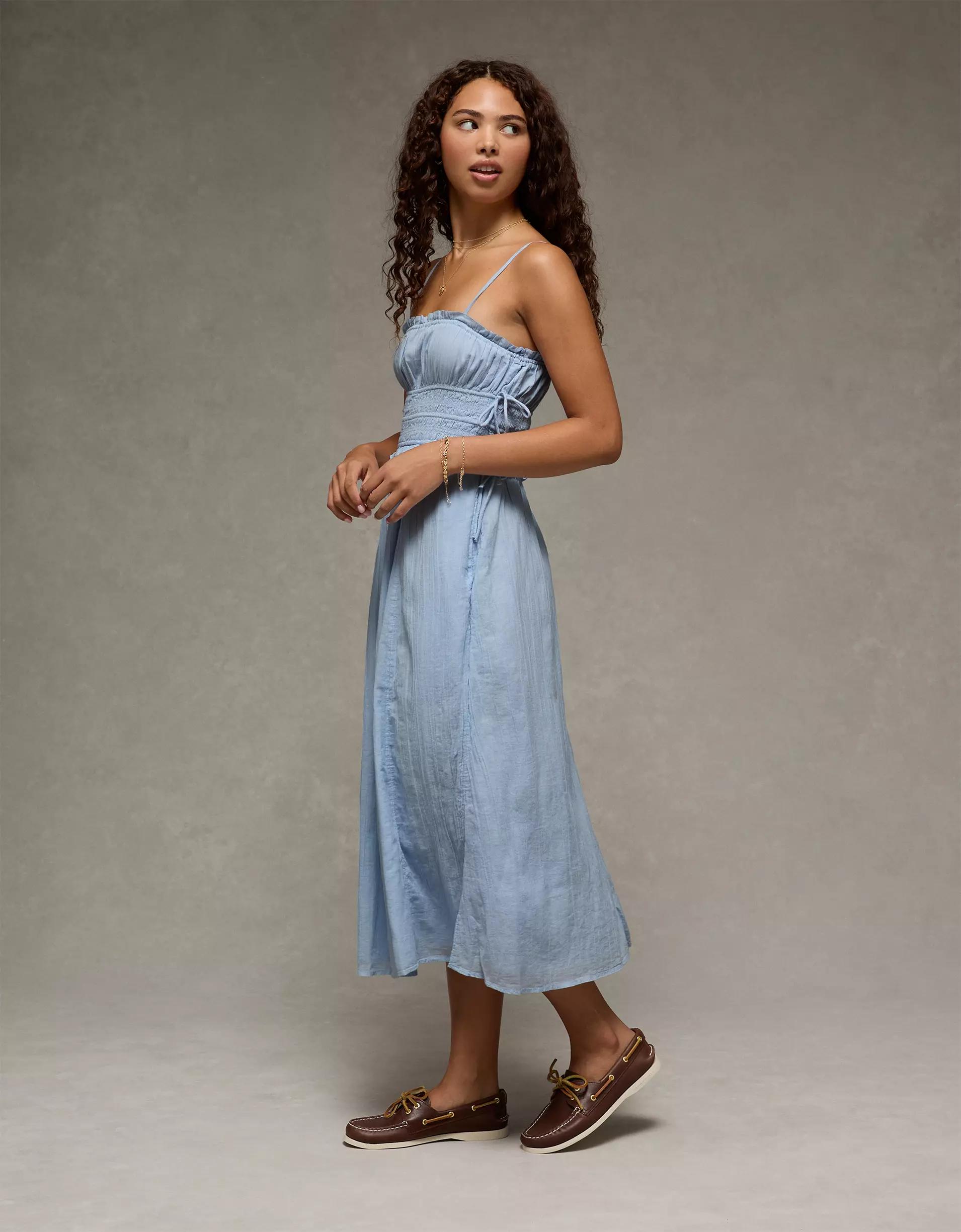 AE Corded Smocking Midi Dress Product Image