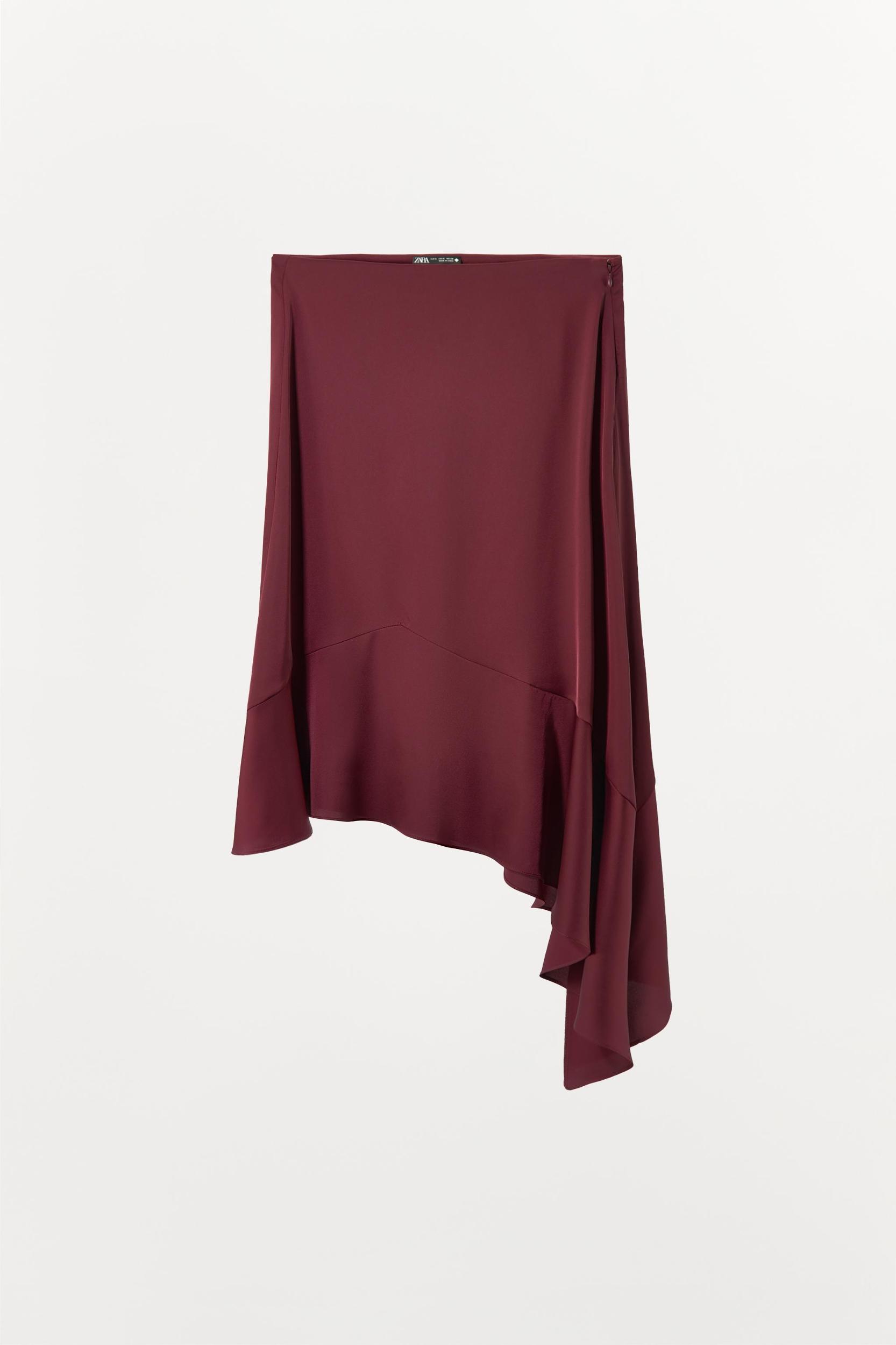 ASYMMETRIC SATIN RUFFLE SKIRT Product Image