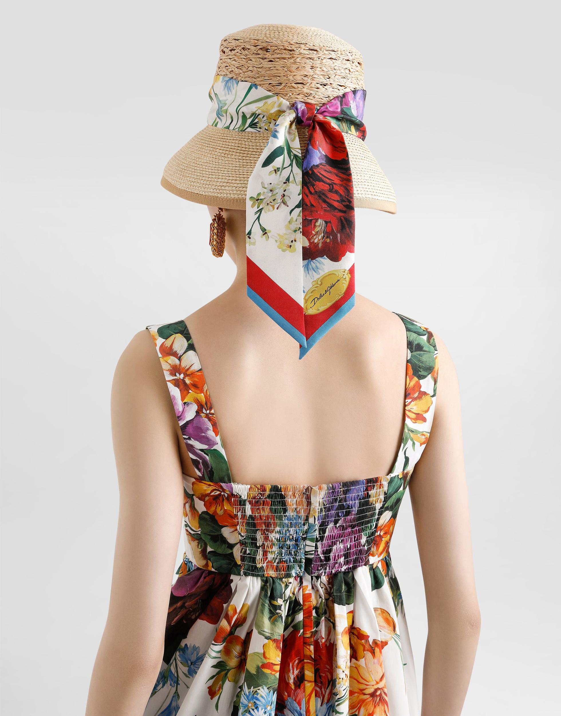 DOLCE & GABBANA Multicolor Sleeveless Dress With Bustier Style Neckline And All-over Floral Print In Cotton Woman Product Image