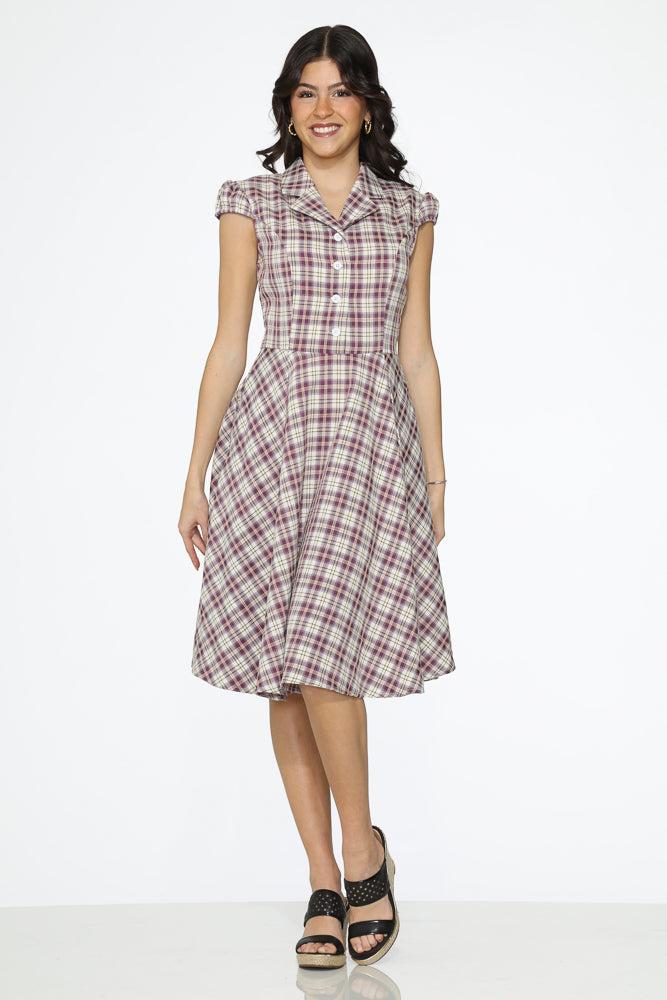 Purple Plaid Swing Dress Product Image