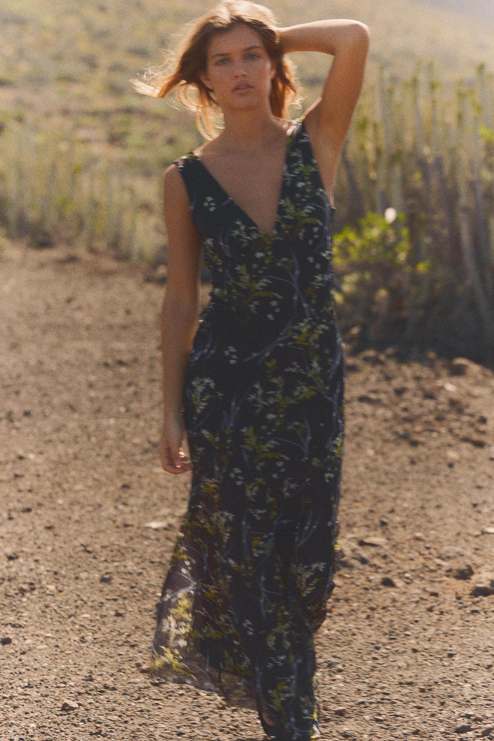 LONG FLORAL TULLE DRESS Product Image