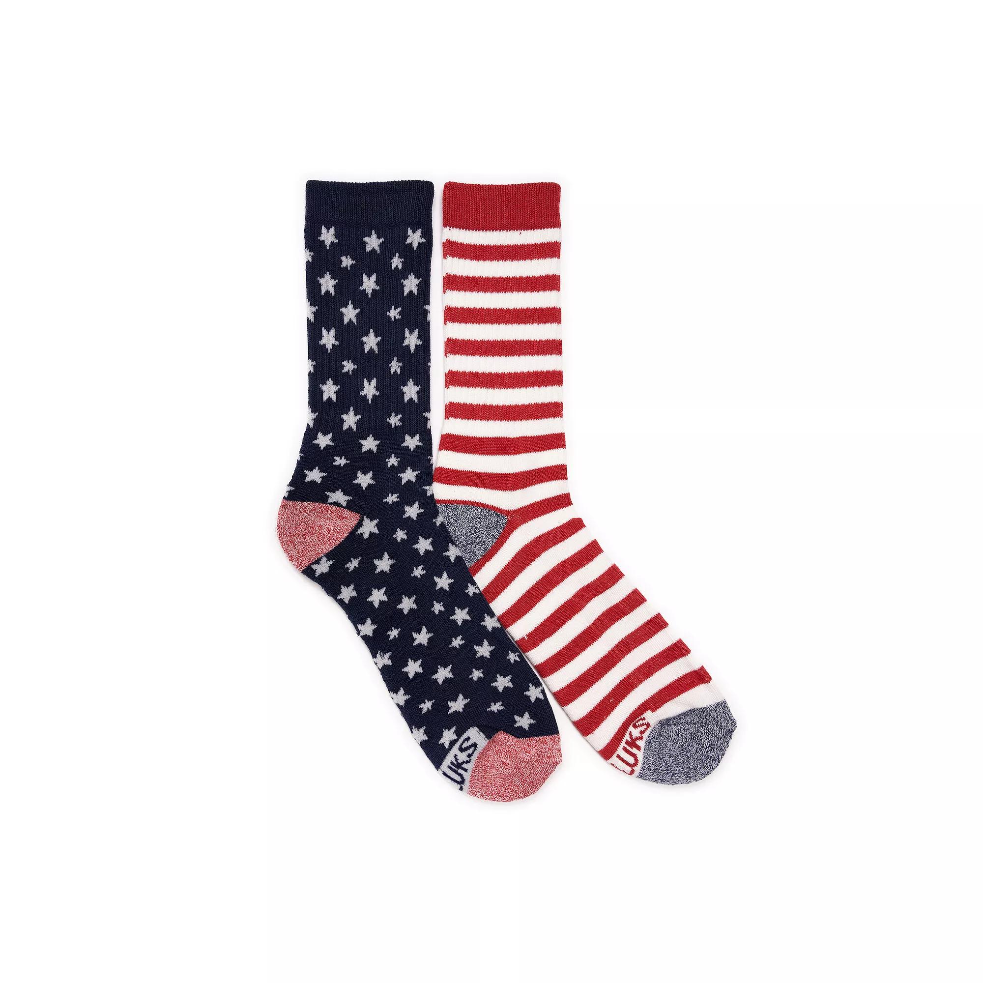 MUK LUKS Patriotic Crew Socks 2-Pack, Women's, Retro Americana Product Image