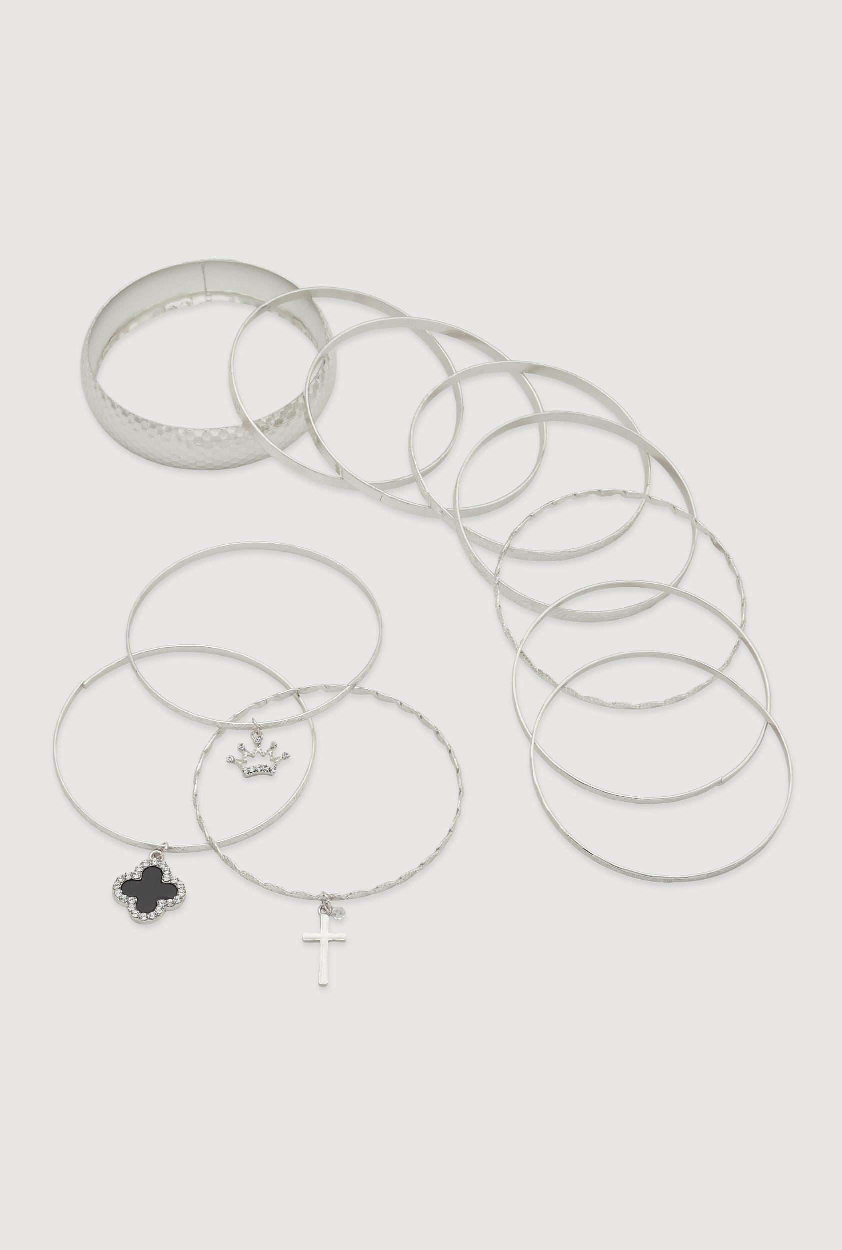 Plus Size Patterned Metallic Assorted Bangles Set of 3 Male Product Image