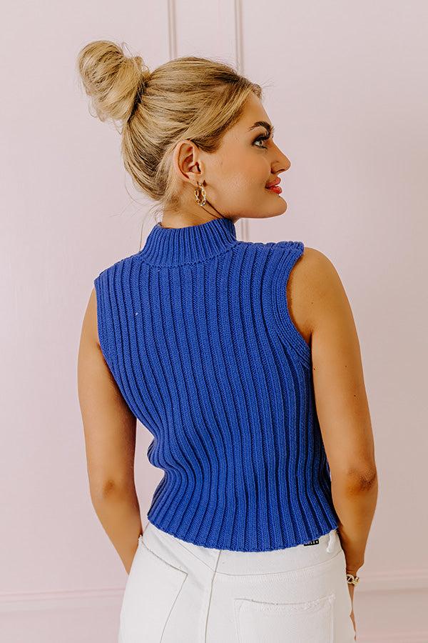 On A Journey Knit Top In Cobalt Blue Product Image