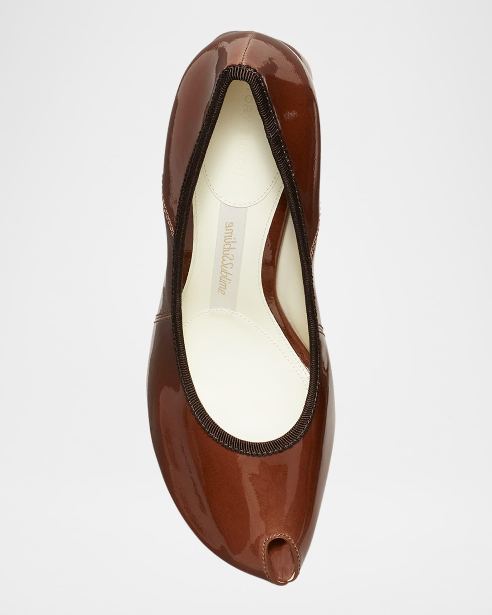 Leather Peep Toe Pumps Product Image