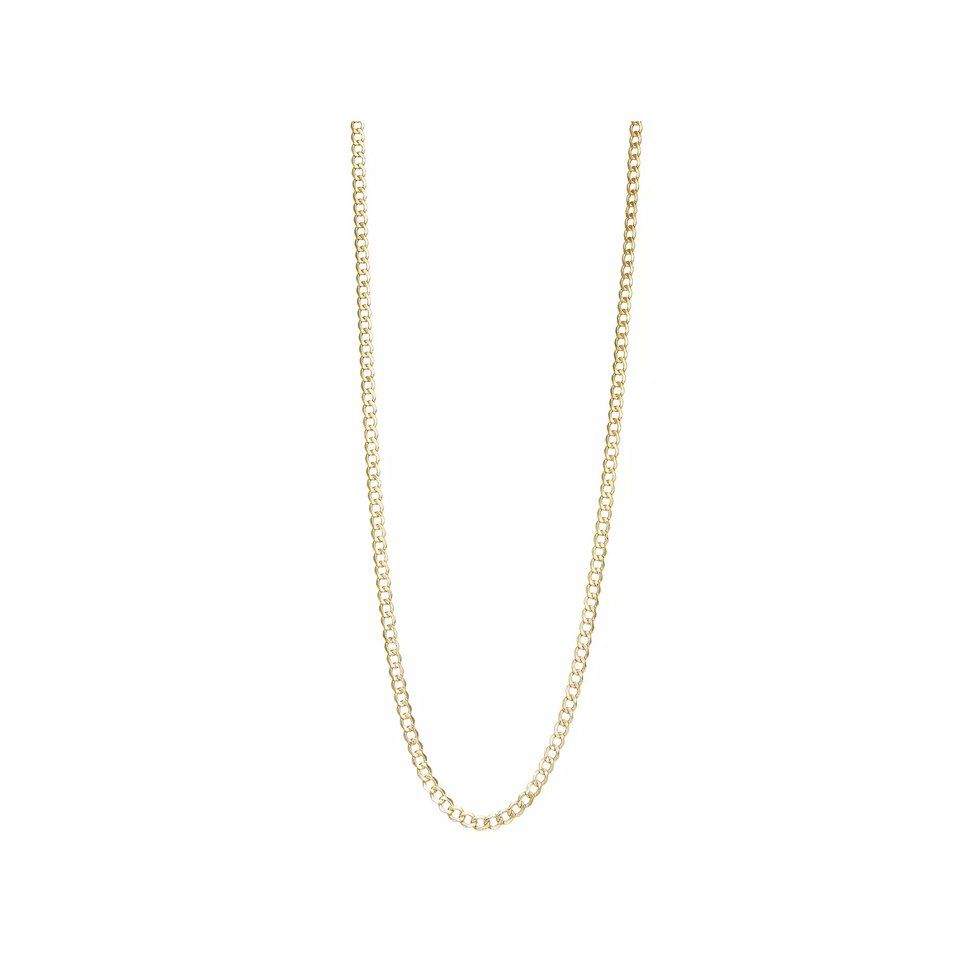 Jordan Blue 14k Gold 3.5 mm Curb Chain Necklace, Womens Product Image