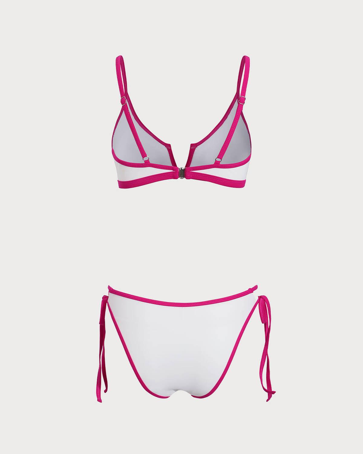 Pink Contrast Drawstring Bikini Set Product Image