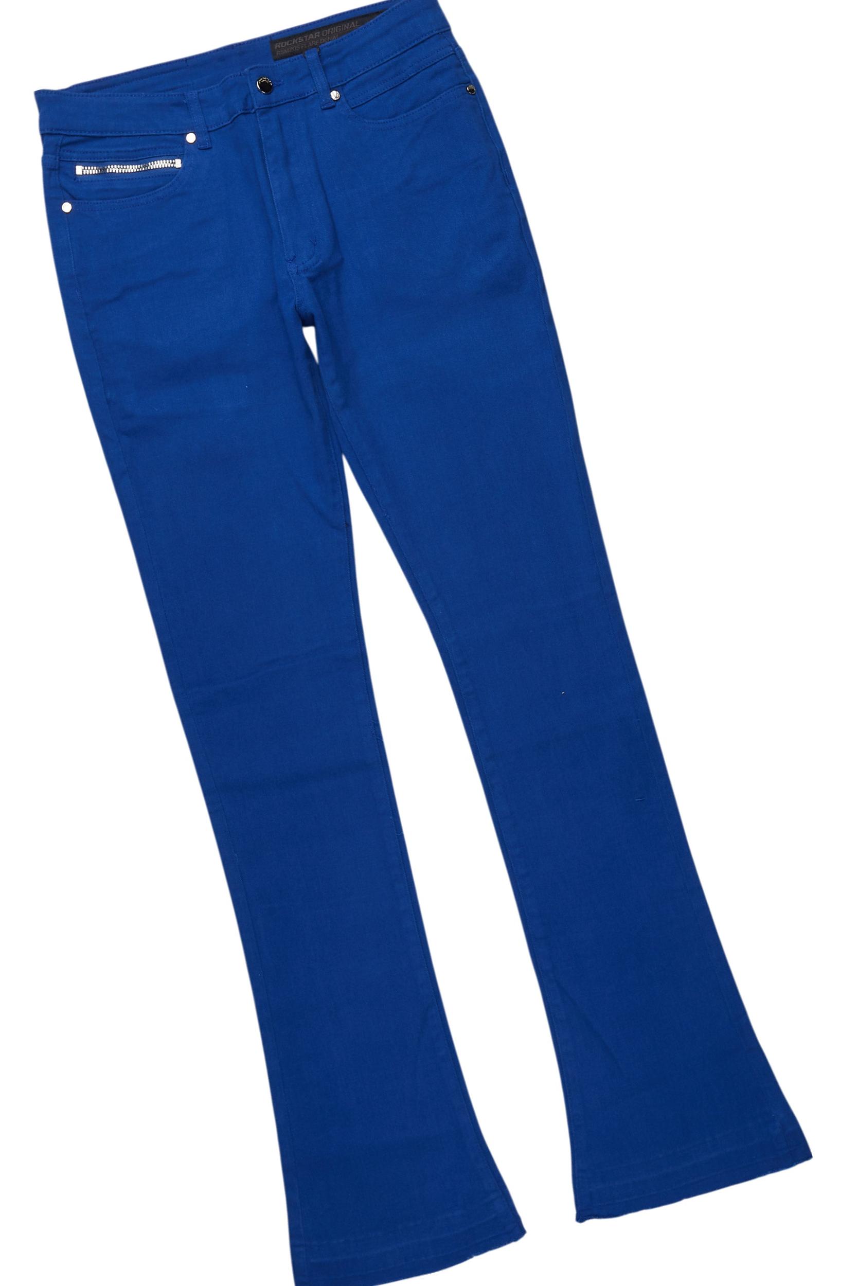 Sana White/Royal T-Shirt/Dag Stacked Flare Jean Set Male Product Image