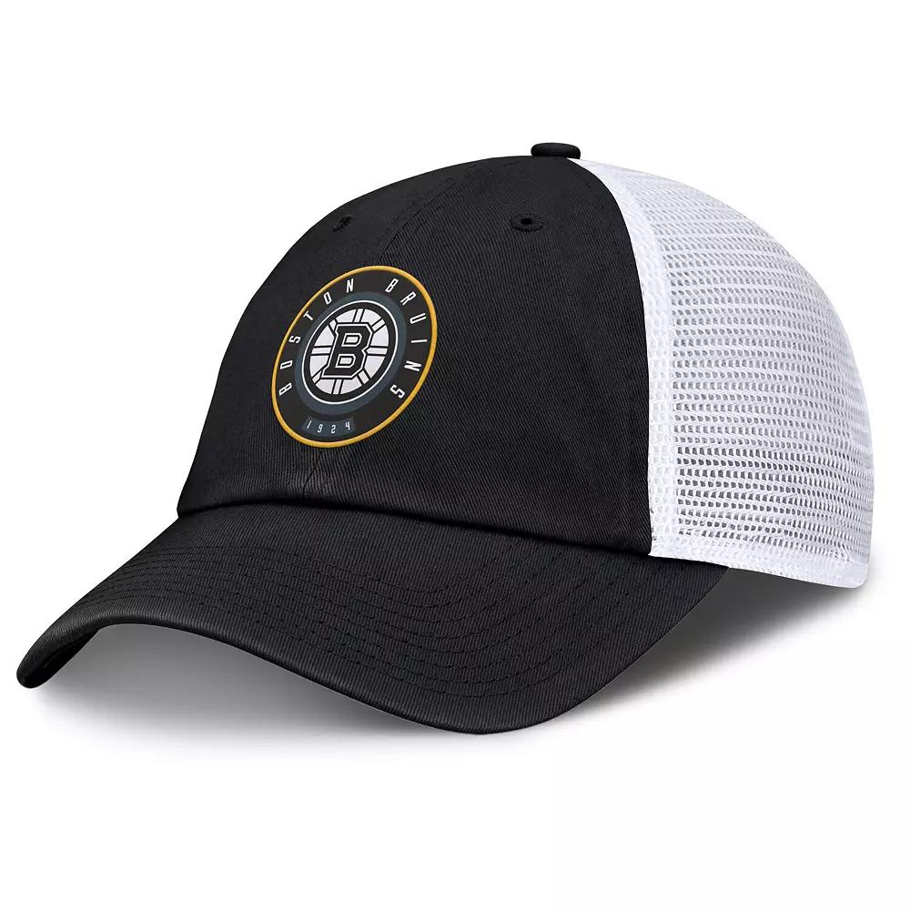 Men's Fanatics Black/White Boston Bruins Averie Trucker Adjustable Hat Product Image