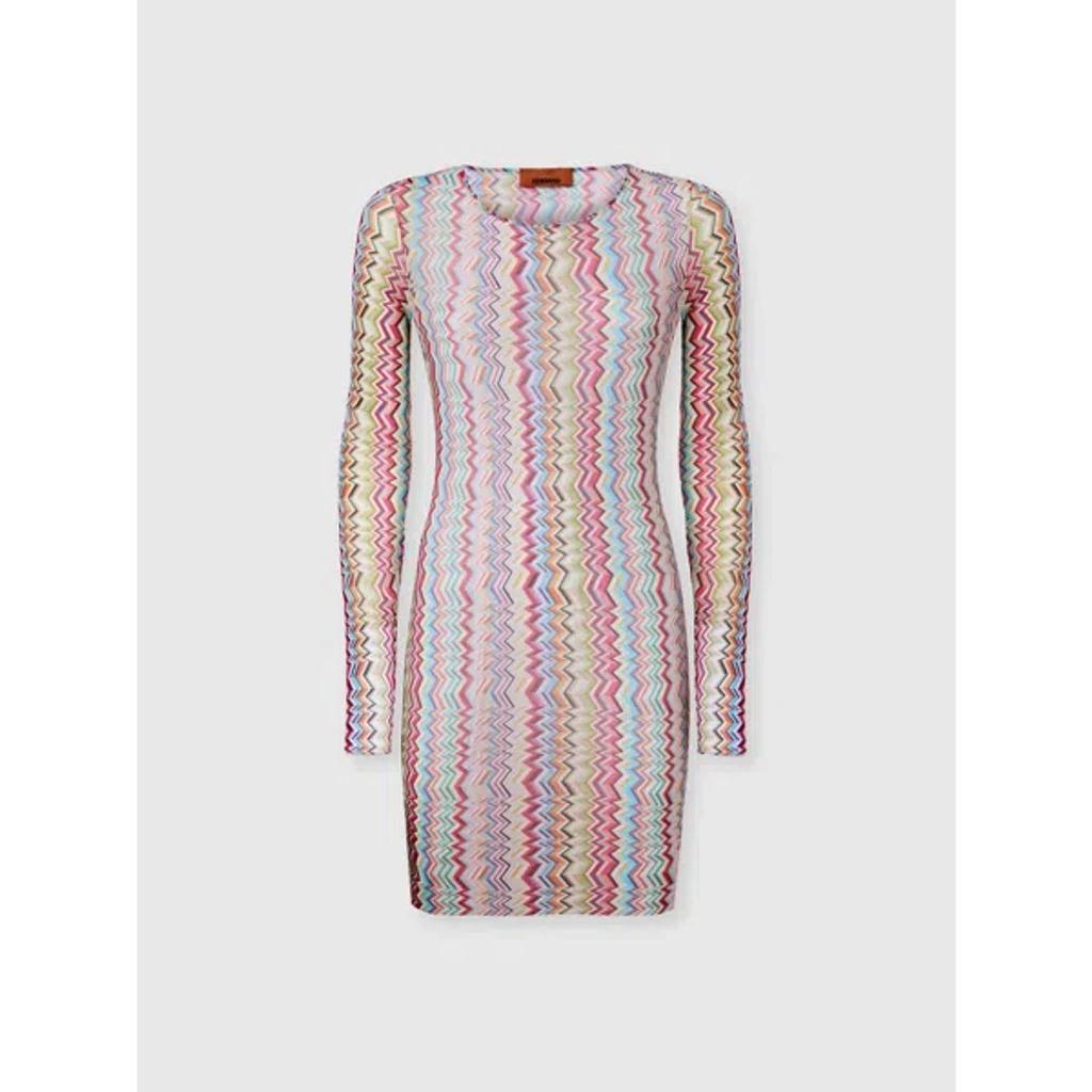 MISSONI Long-sleeve Zigzag Printed Tulle T-shirt In Multi Product Image