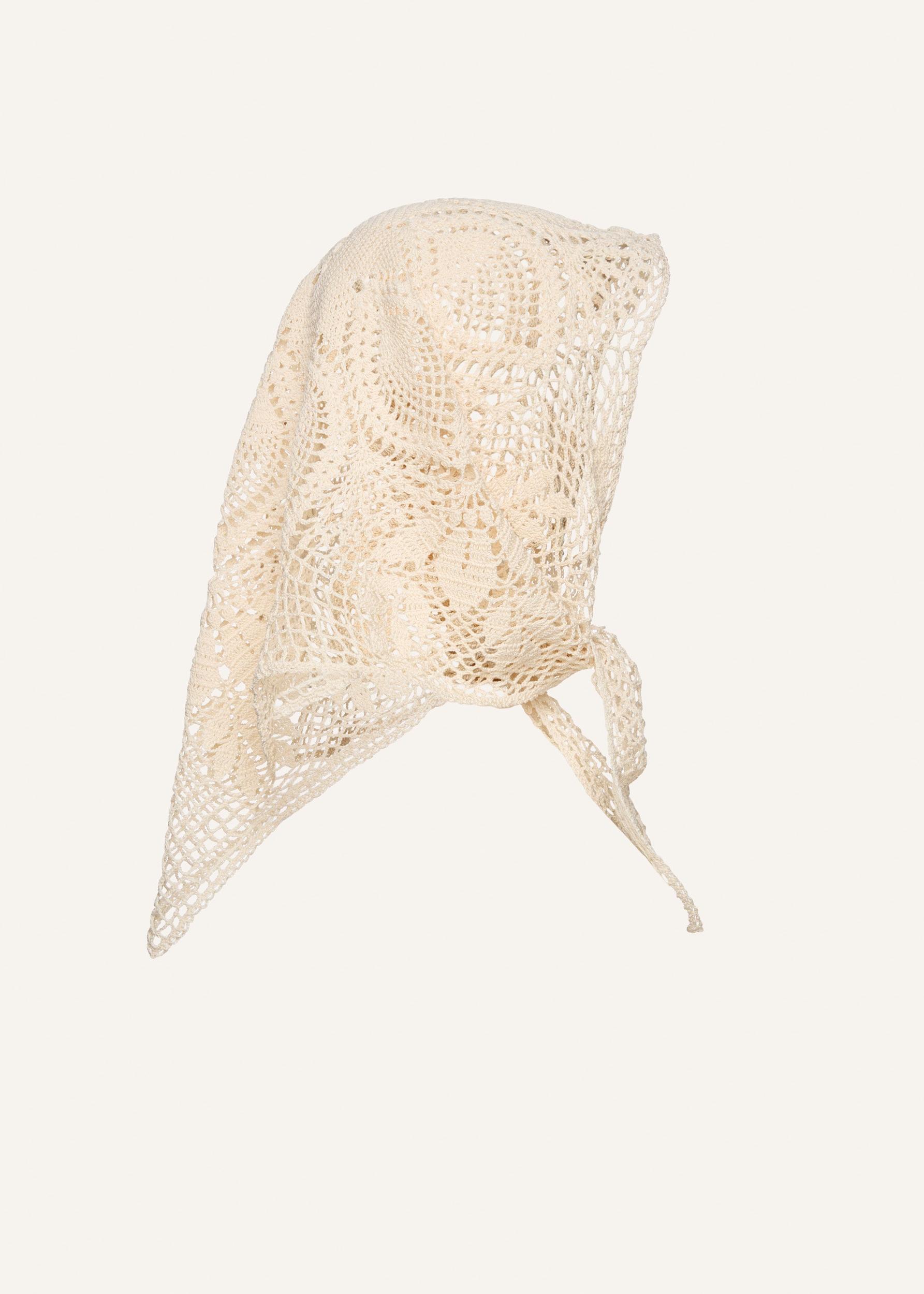 Floral motif crochet scarf in cream Product Image
