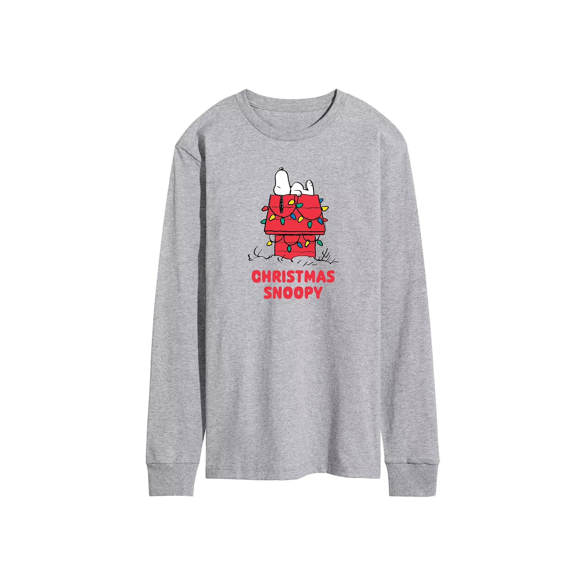 Men's Peanuts Christmas Snoopy Long Sleeve Graphic Tee,  Product Image