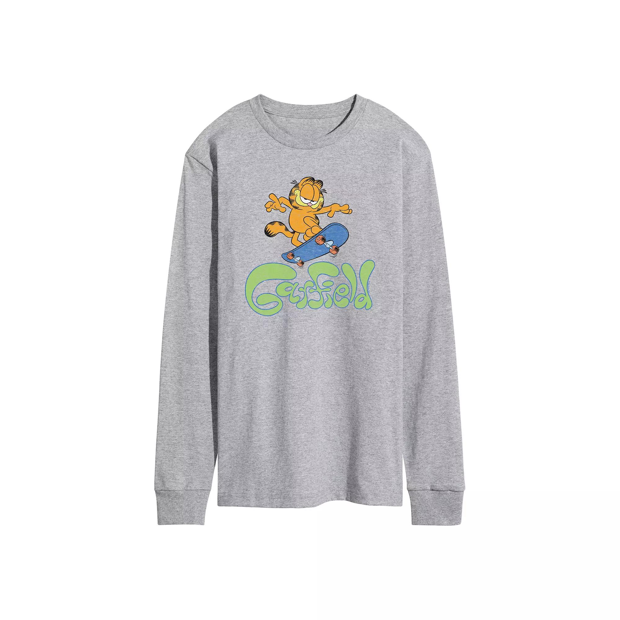 Men's Garfield Skater Logo Long Sleeve Graphic Tee,  Product Image