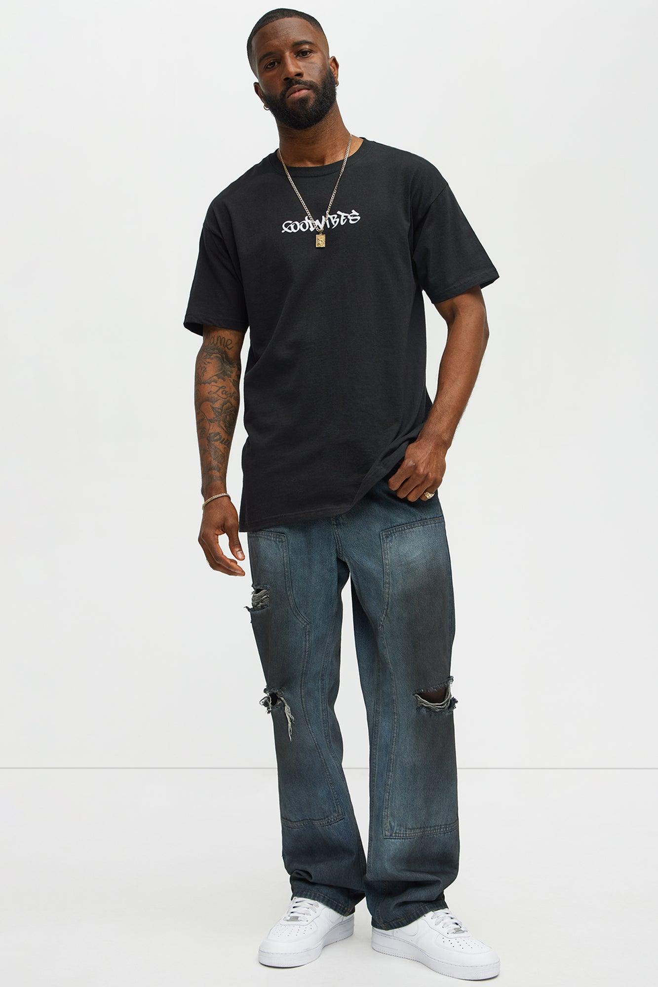 Good Vibes Broken Heart Short Sleeve Tee - Black Product Image