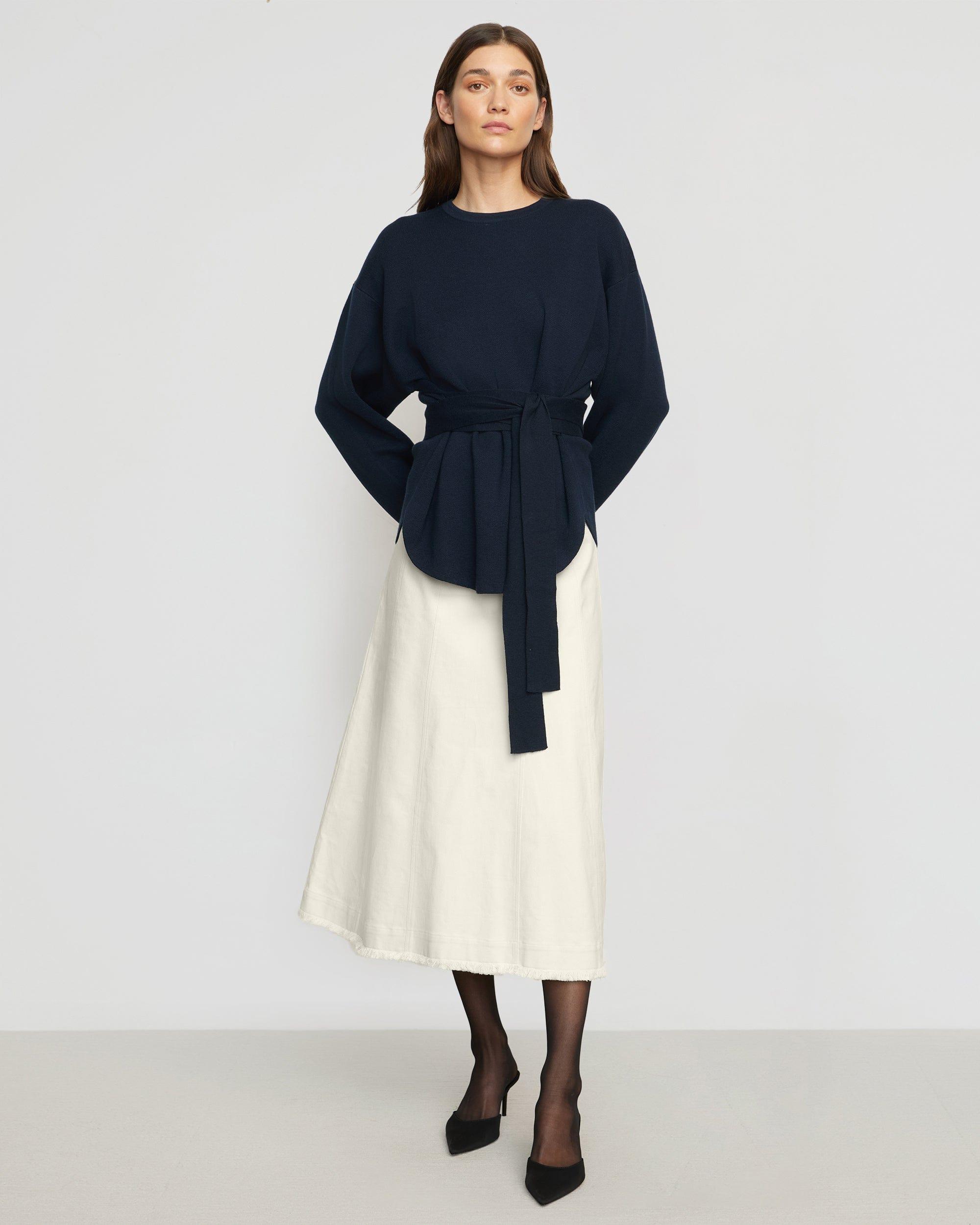 Saskia Front-Seam Cotton Twill Skirt Product Image