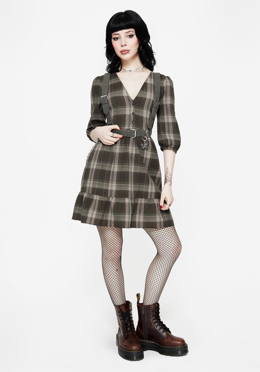 Clara Cotton Check Tiered Mini Smock Dress Product Image
