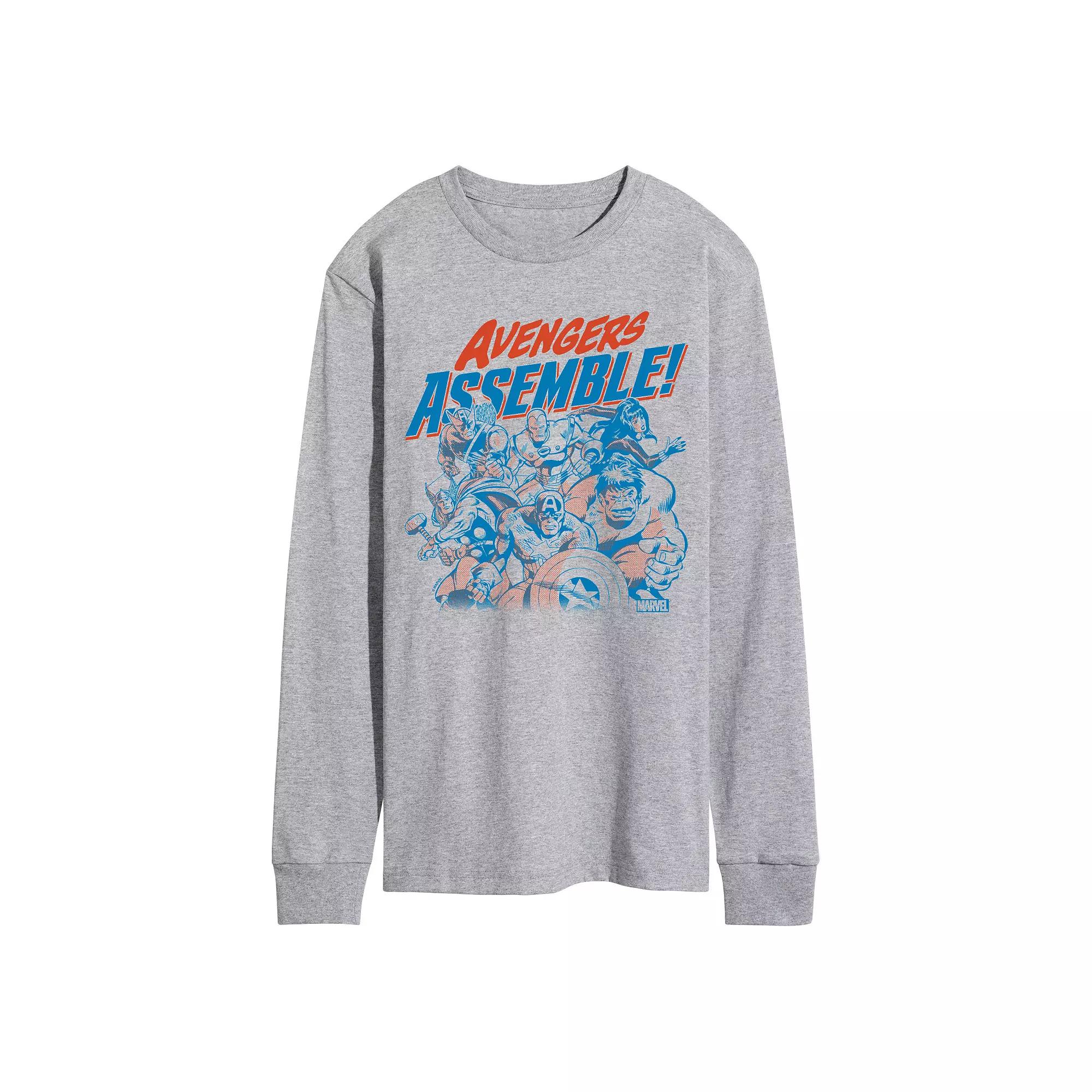 Men's Marvel Avengers Assemble Group Long Sleeve Graphic Tee,  Product Image