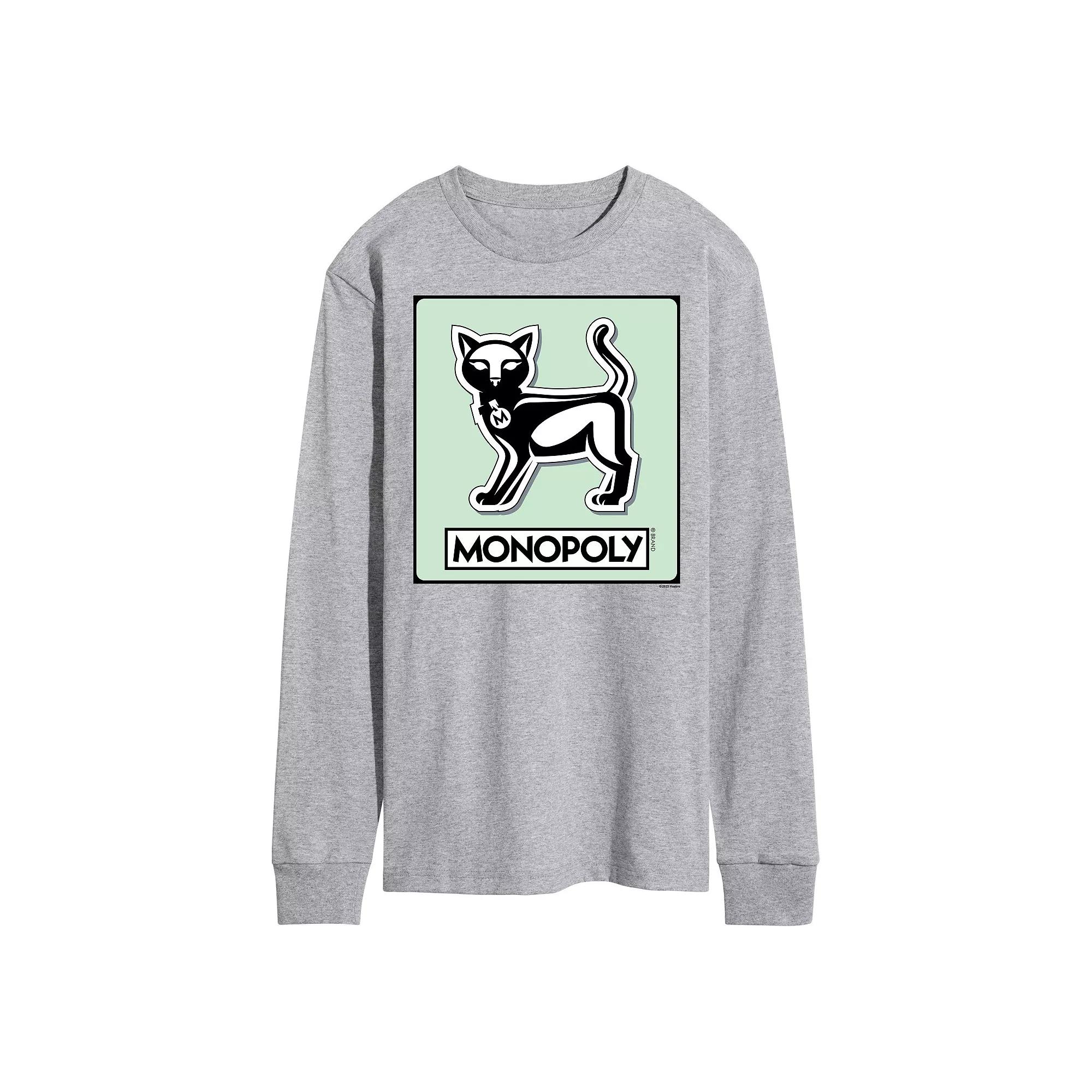 Men's Monopoly Cat Game Token Long Sleeve Graphic Tee,  Product Image