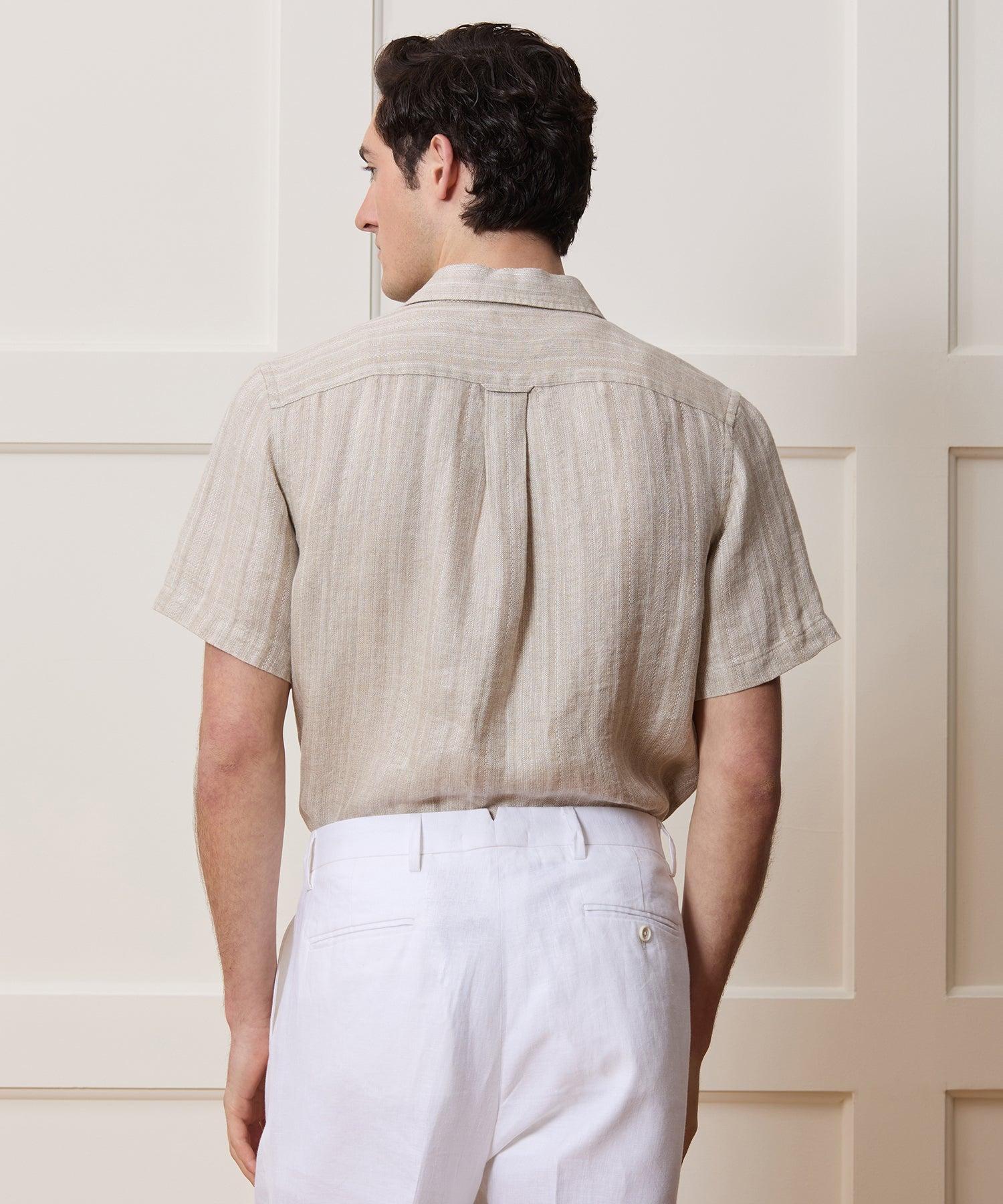 Textured Cropped Sea Soft Irish Linen Camp Collar Shirt Product Image