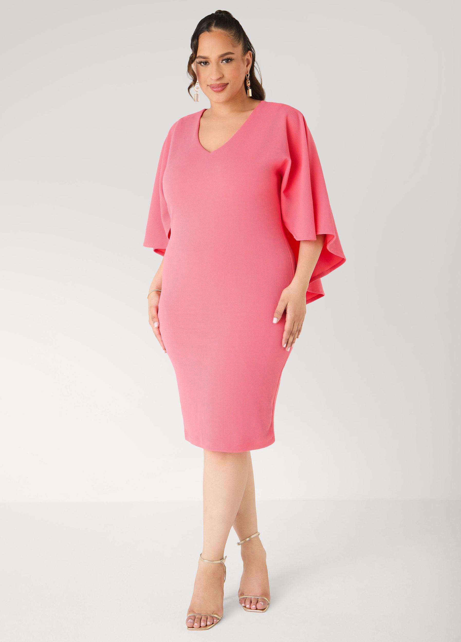 Textured Cape Sheath Dress Product Image